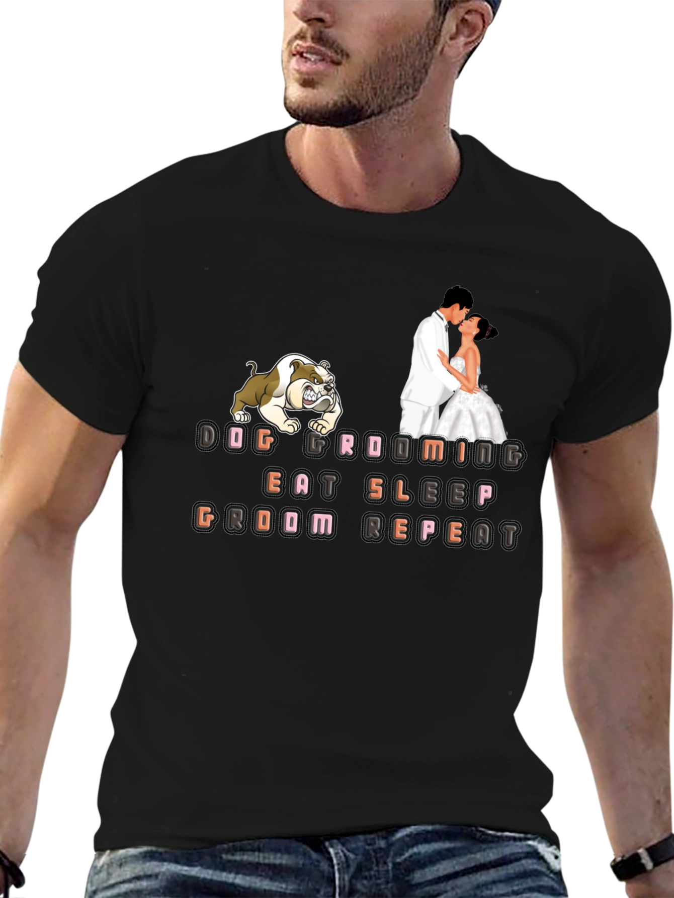 Dog Grooming T-Shirt - Eat Sleep Groom Repeat