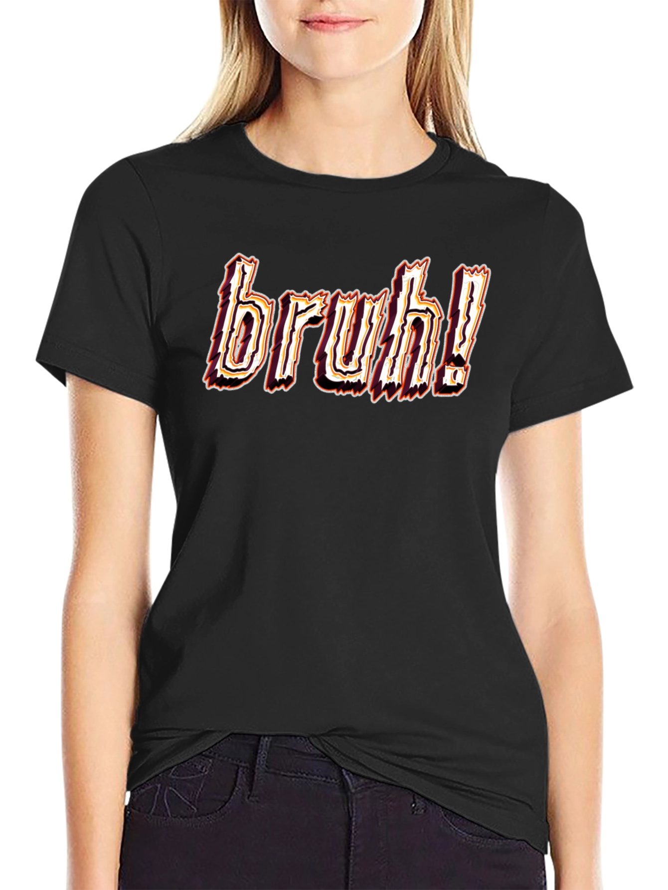 Bruh! Graphic Tee - Black Cotton Blend