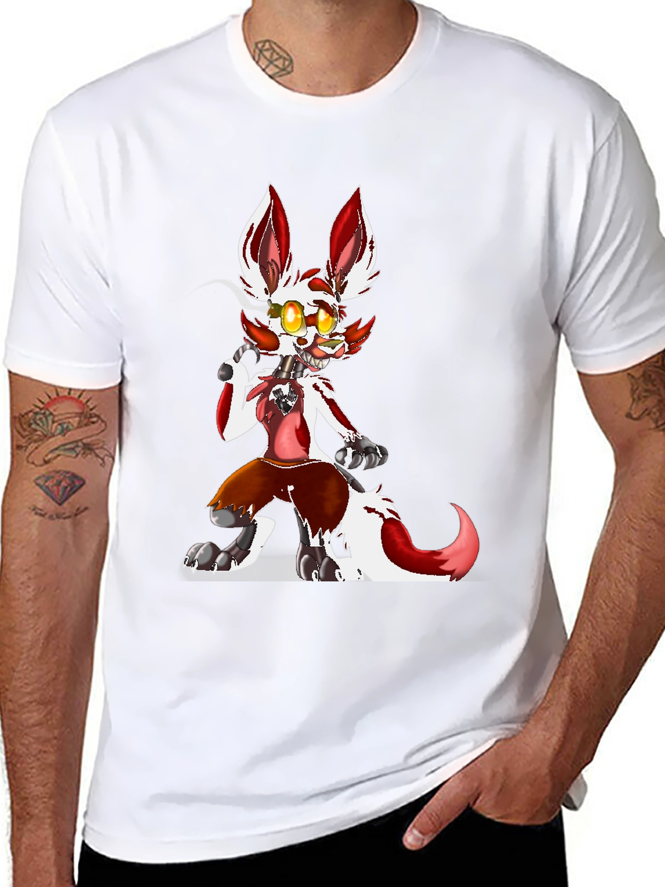 FNAF Foxy Character Graphic Tee - Black Cotton Blend
