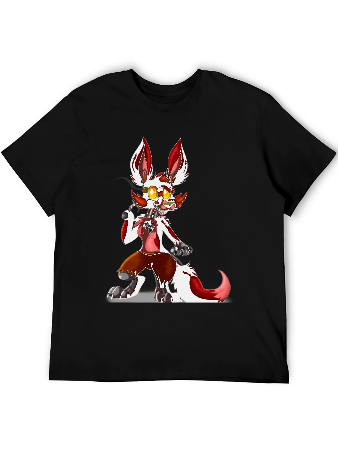 FNAF Foxy Character Graphic Tee - Black Cotton Blend