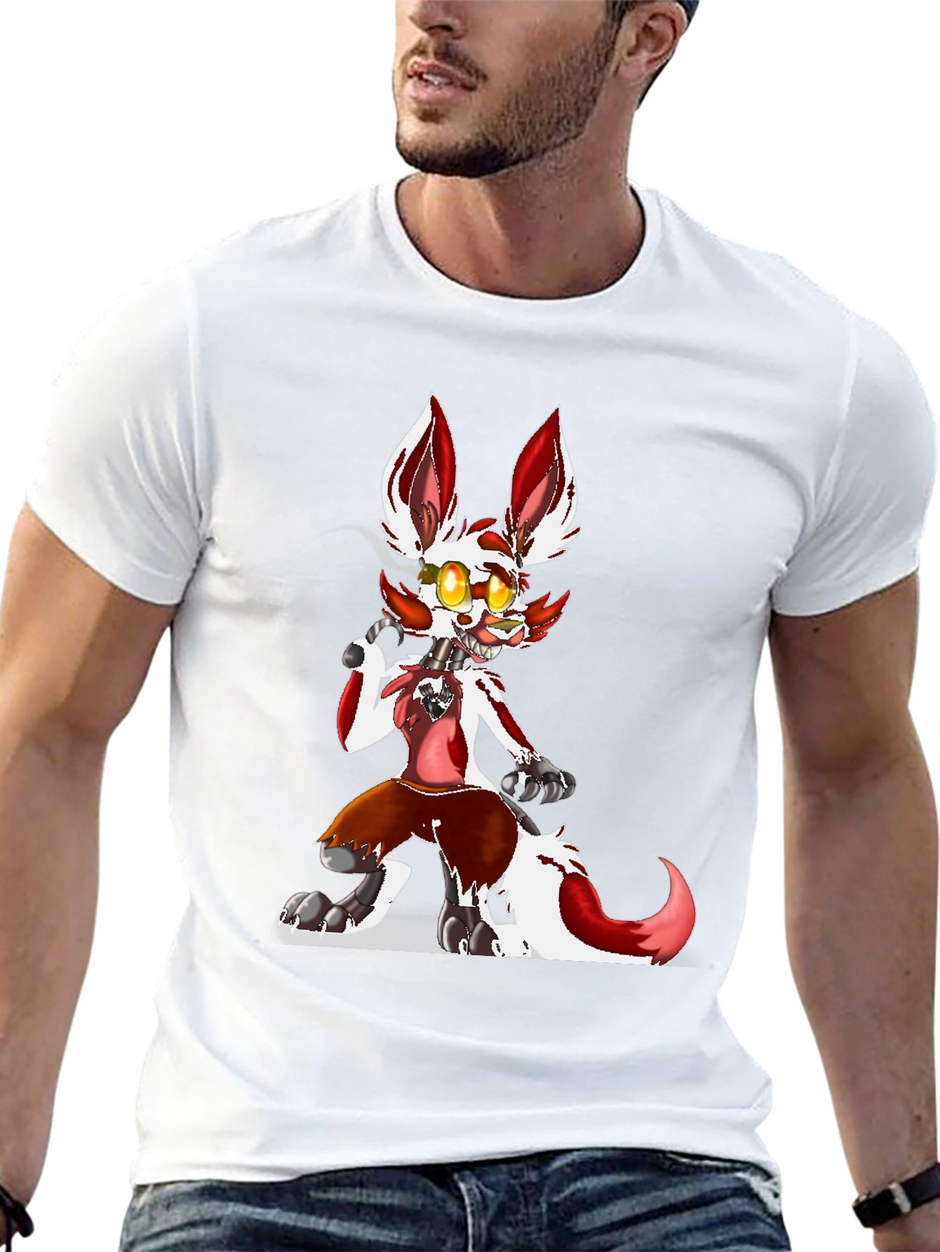 FNAF Foxy Character Graphic Tee - Black Cotton Blend