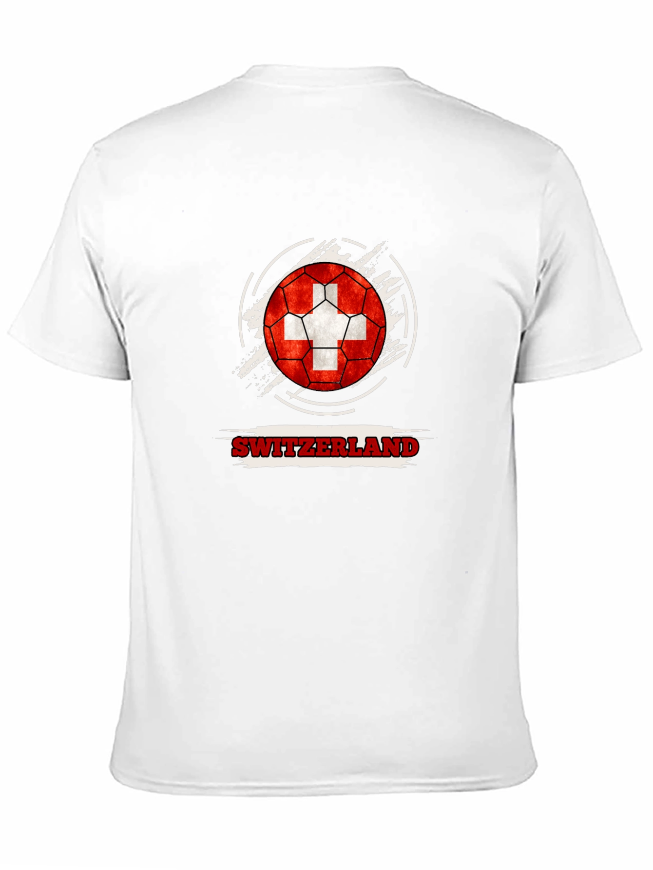 Switzerland Flag Soccer Ball Black T-Shirt