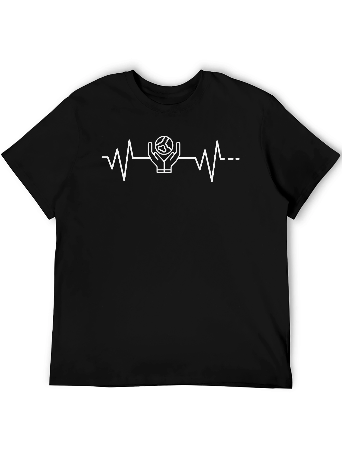 Earth Heartbeat Graphic Tee - Black Cotton Shirt