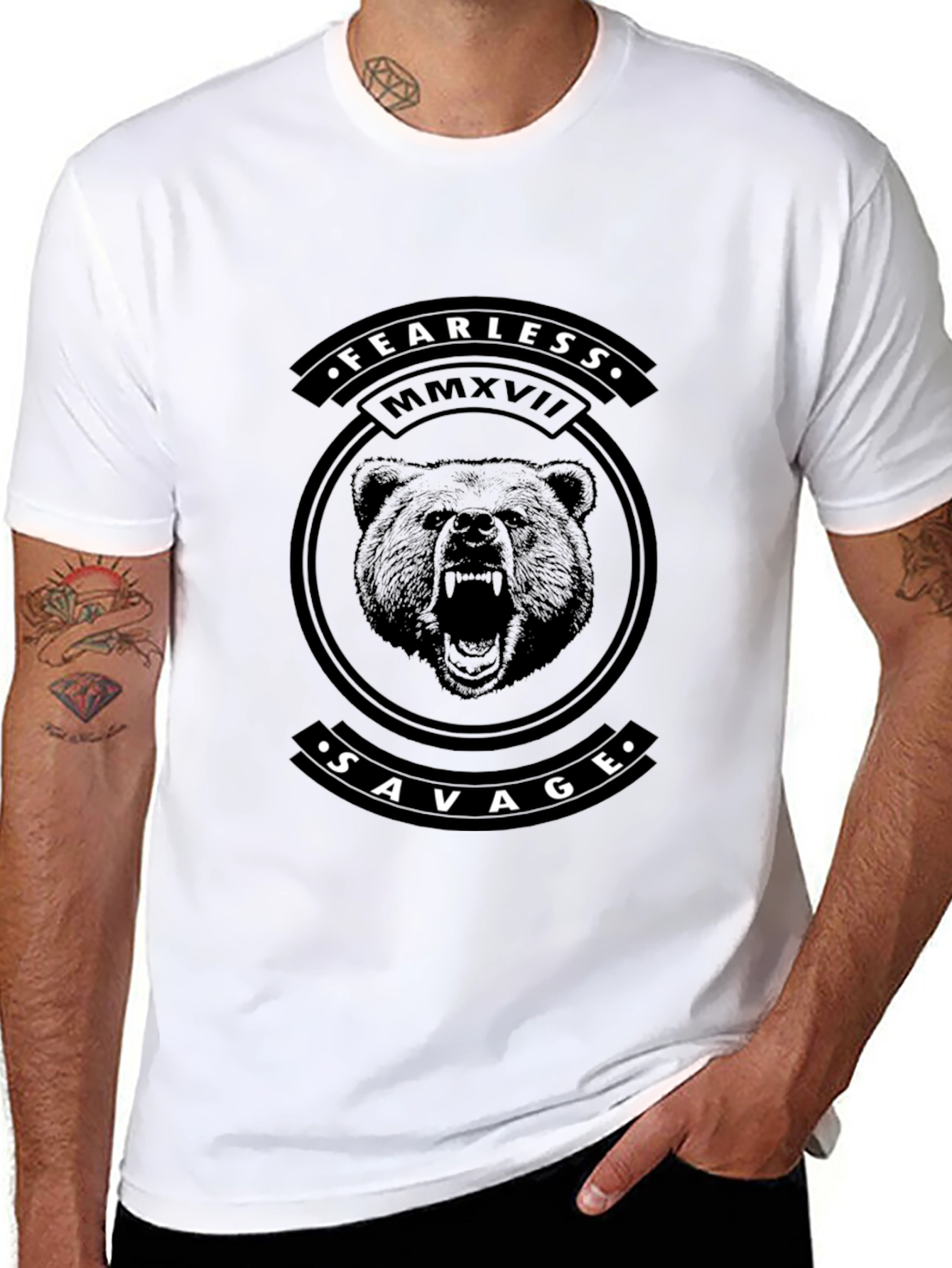 Fearless Savage Bear Graphic T-Shirt