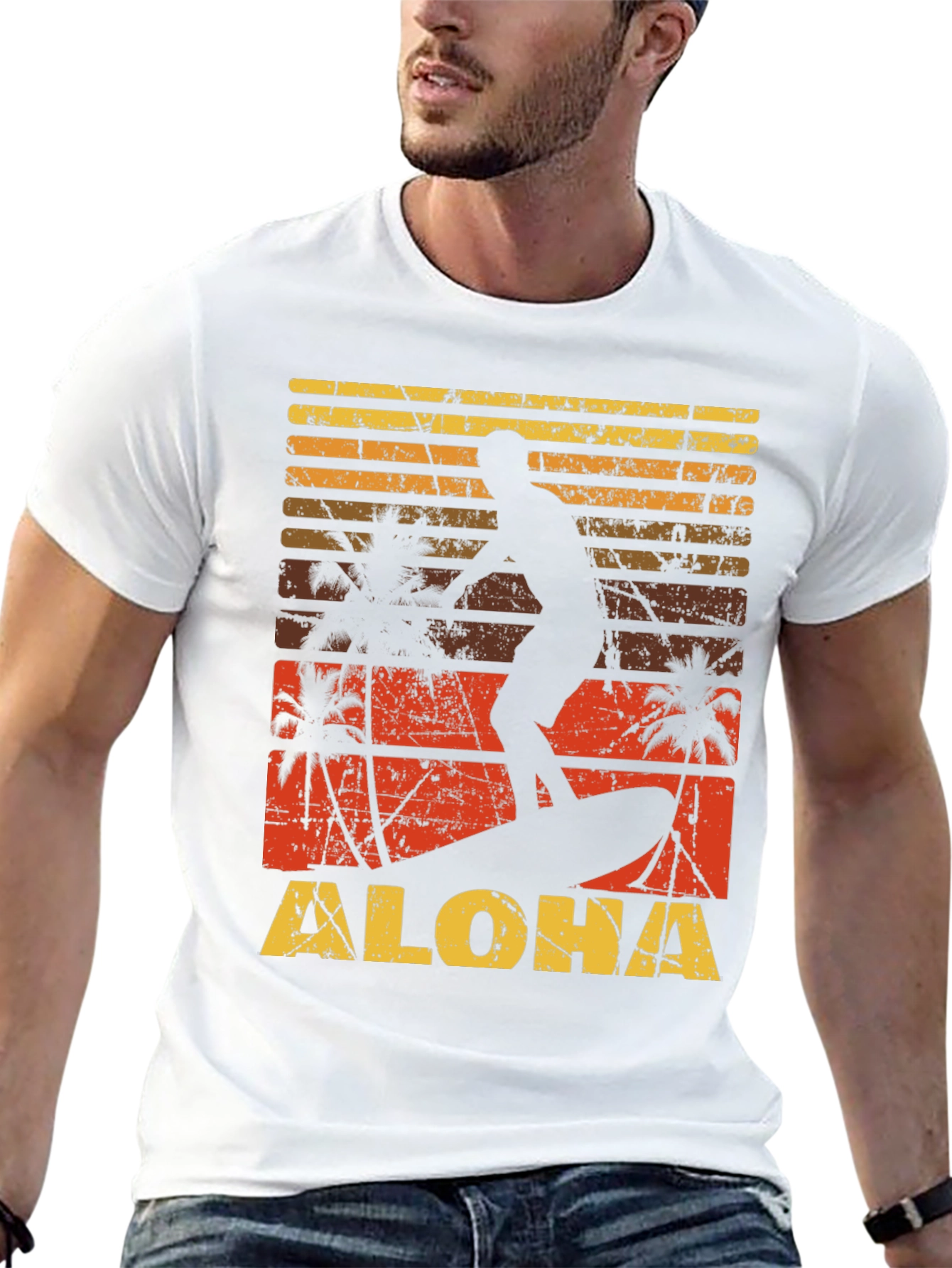 Retro Aloha Surfer Graphic Tee - Beach Vibes