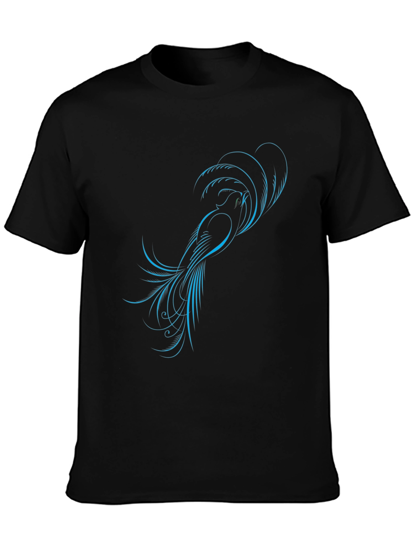 Stylish Black T-Shirt with Blue Bird Design