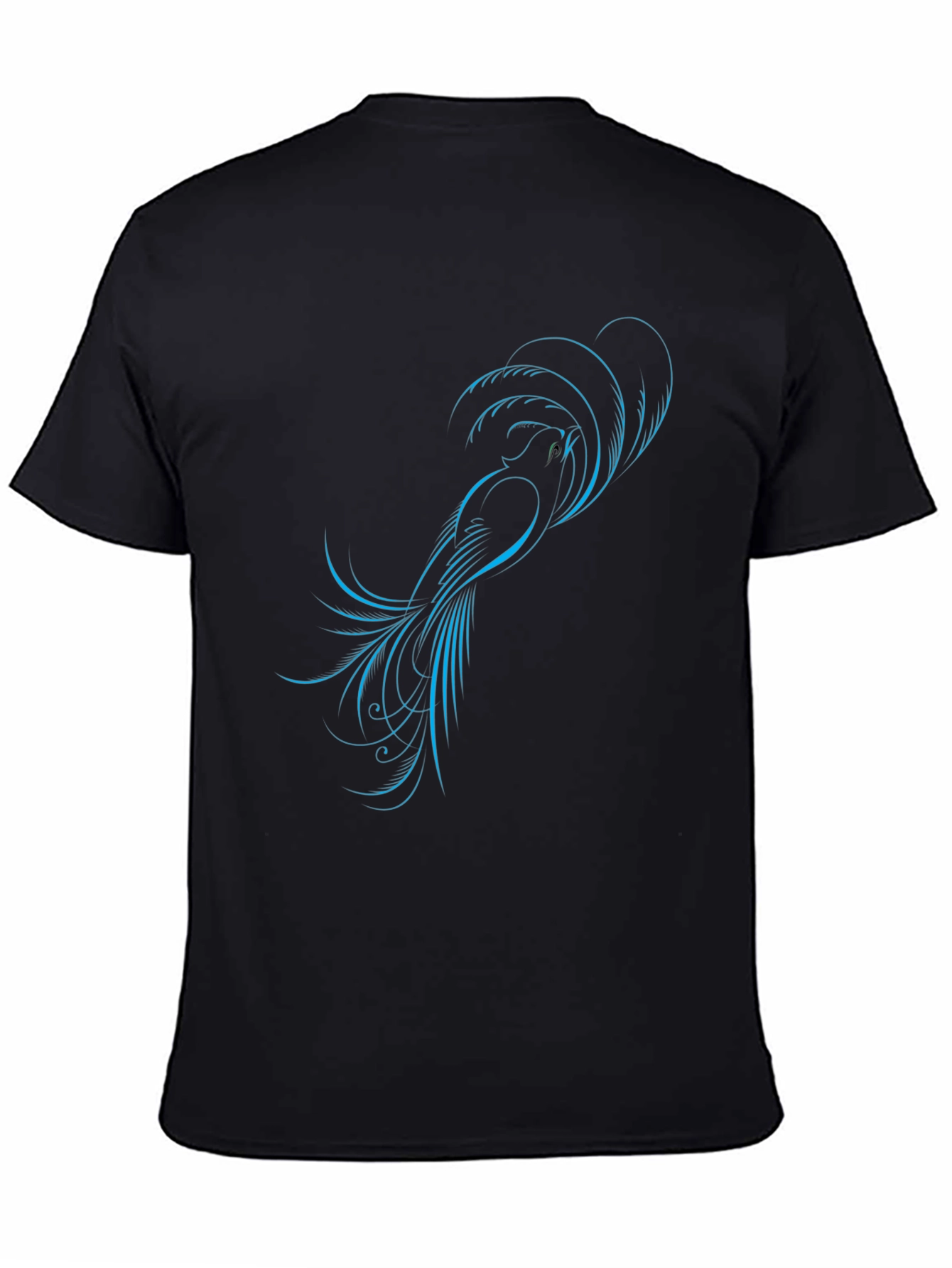 Stylish Black T-Shirt with Blue Bird Design