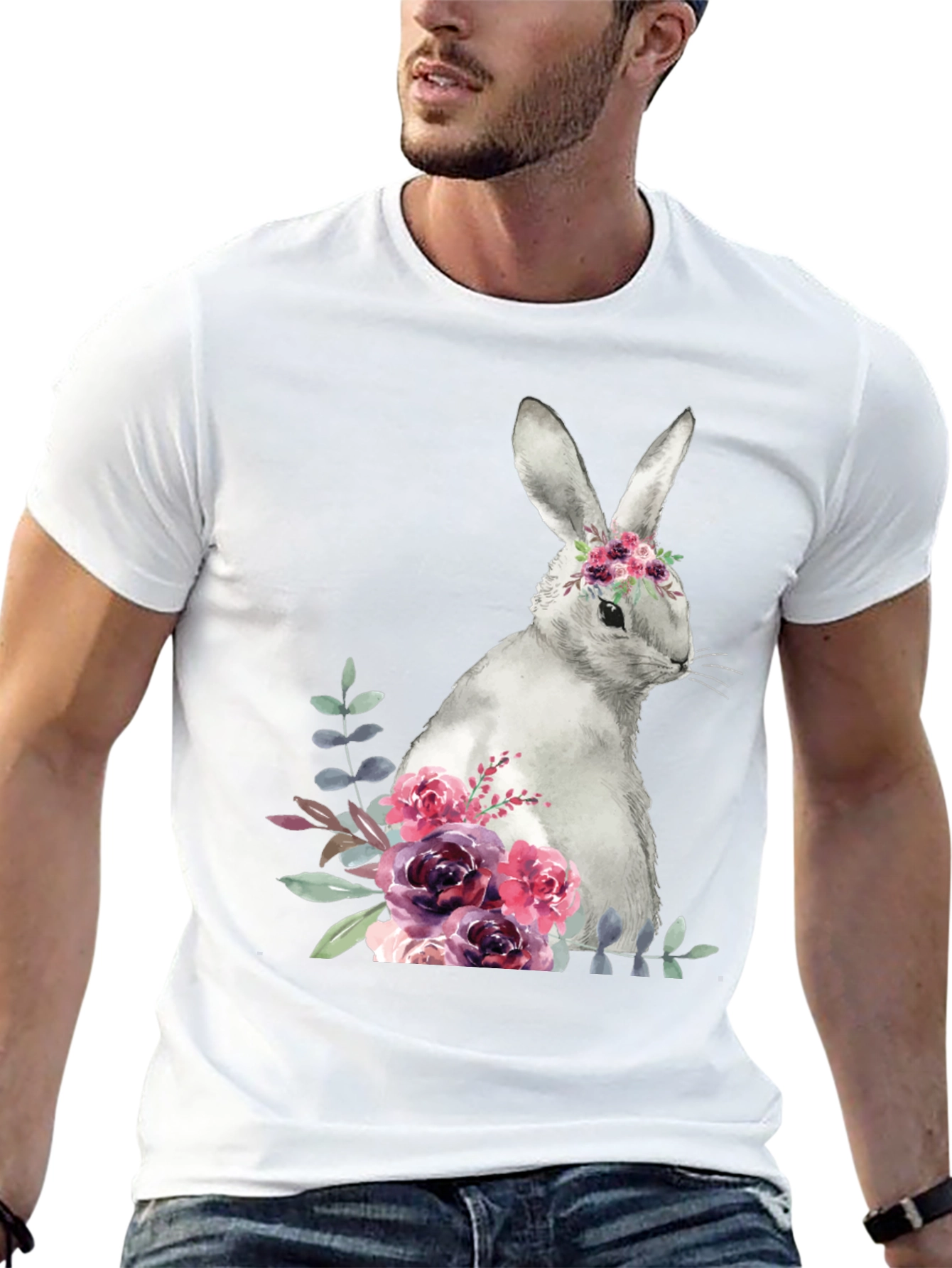 Floral Bunny Graphic T-Shirt