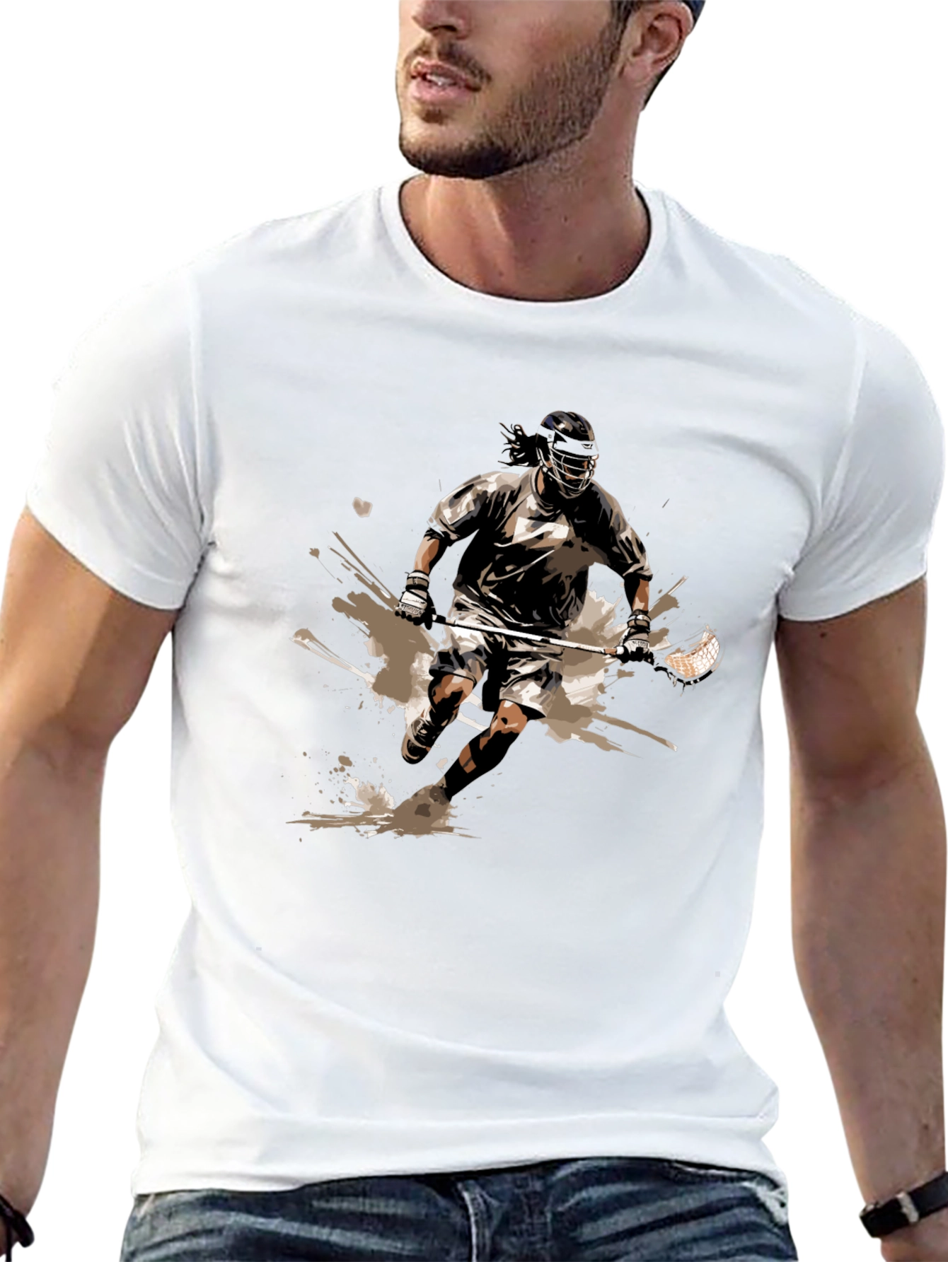 Lacrosse Player Graphic Tee - Black Cotton Comfort