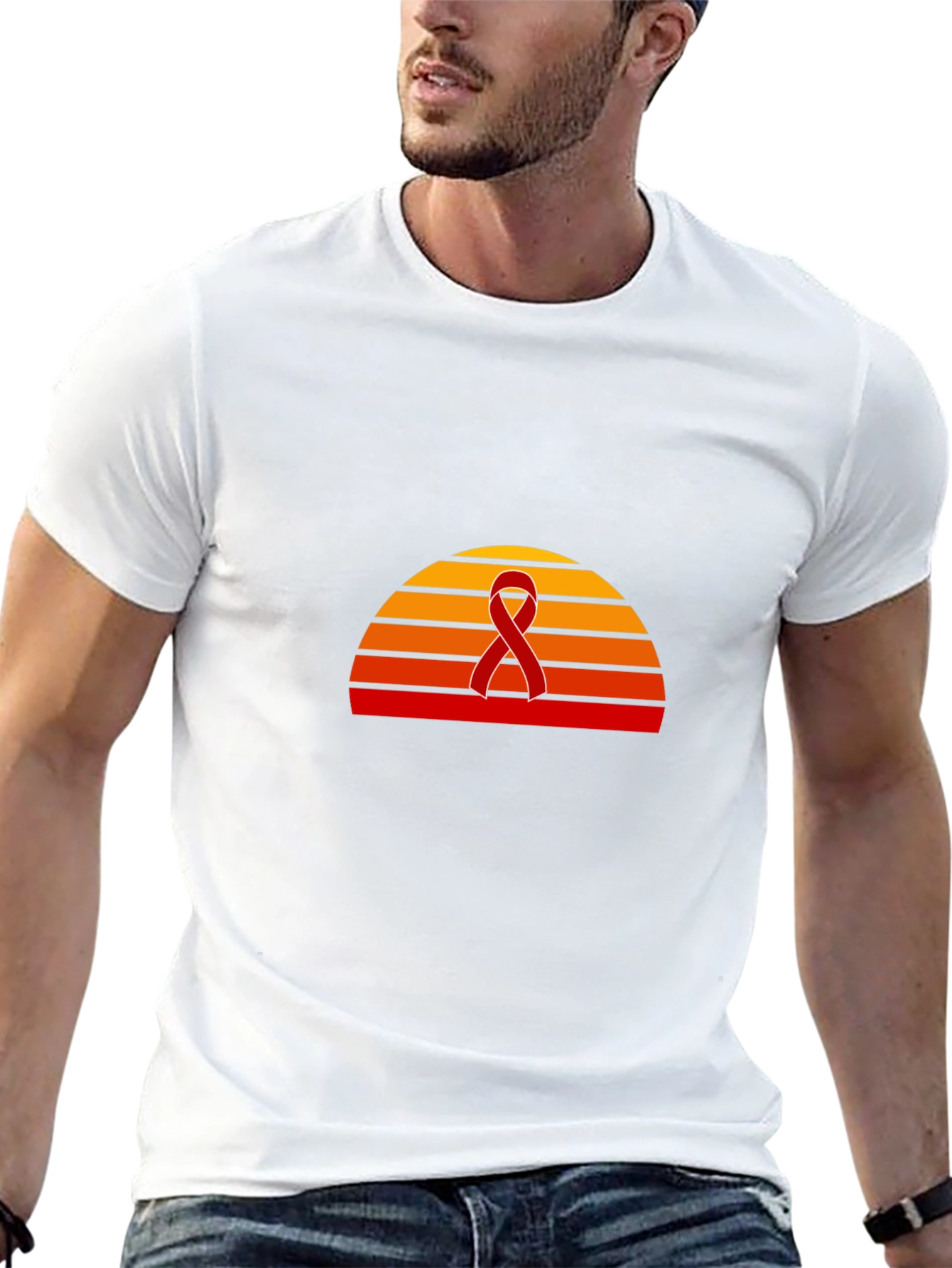 Retro Sunset Awareness Ribbon Graphic Tee