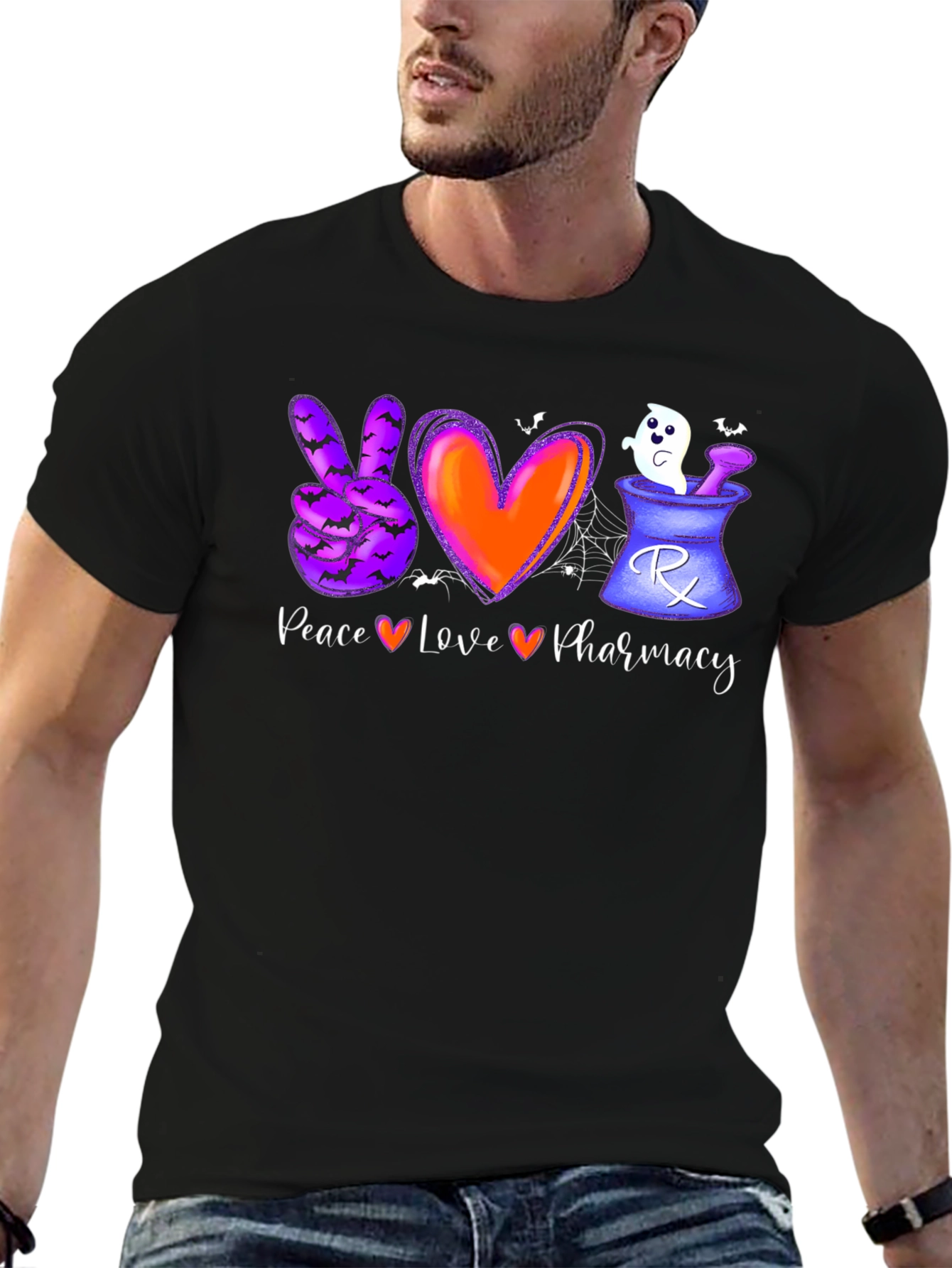 Halloween Pharmacy T-Shirt: Peace Love Pharmacy