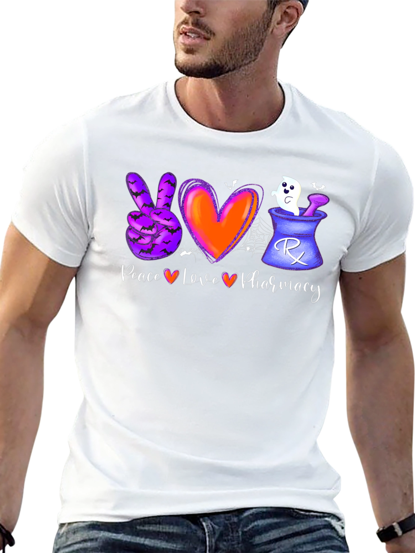 Halloween Pharmacy T-Shirt: Peace Love Pharmacy