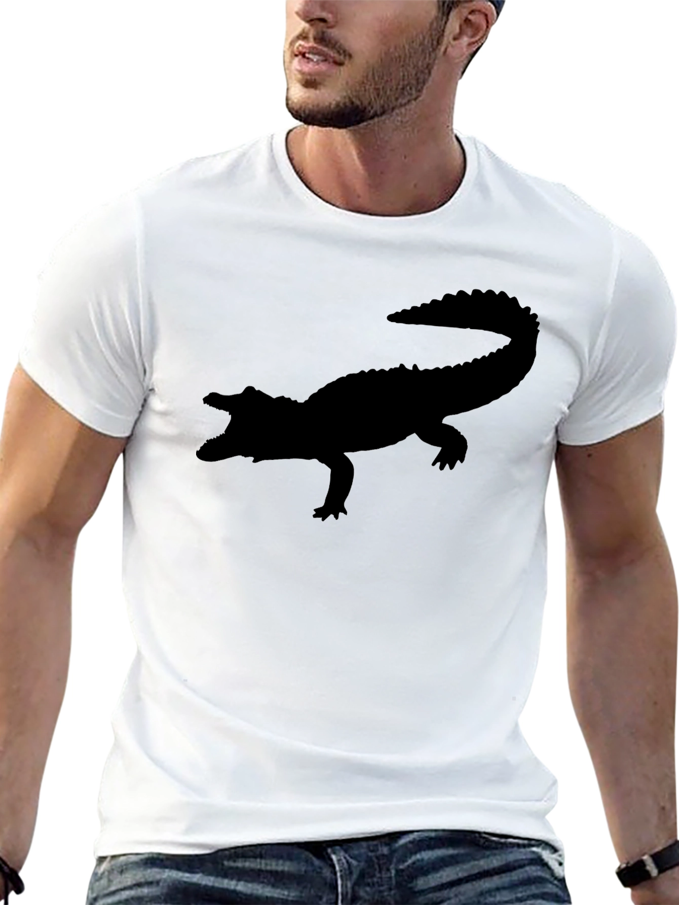 Black Alligator Silhouette Graphic Tee