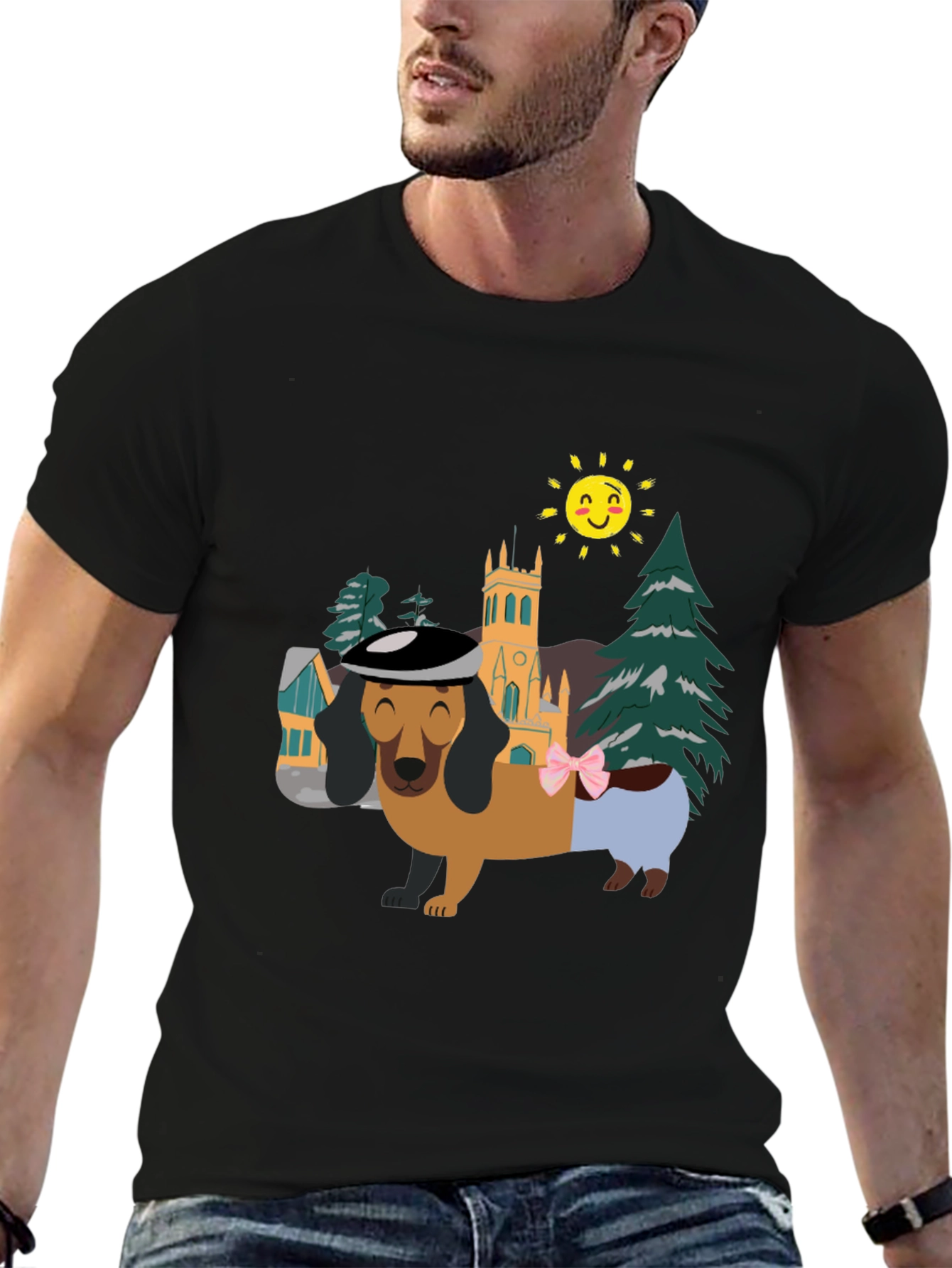 Dachshund Landscape Graphic Tee - Stylish & Fun!