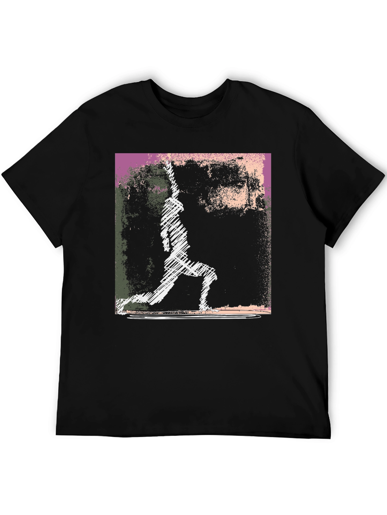 Abstract Yoga Pose Graphic Tee - Black