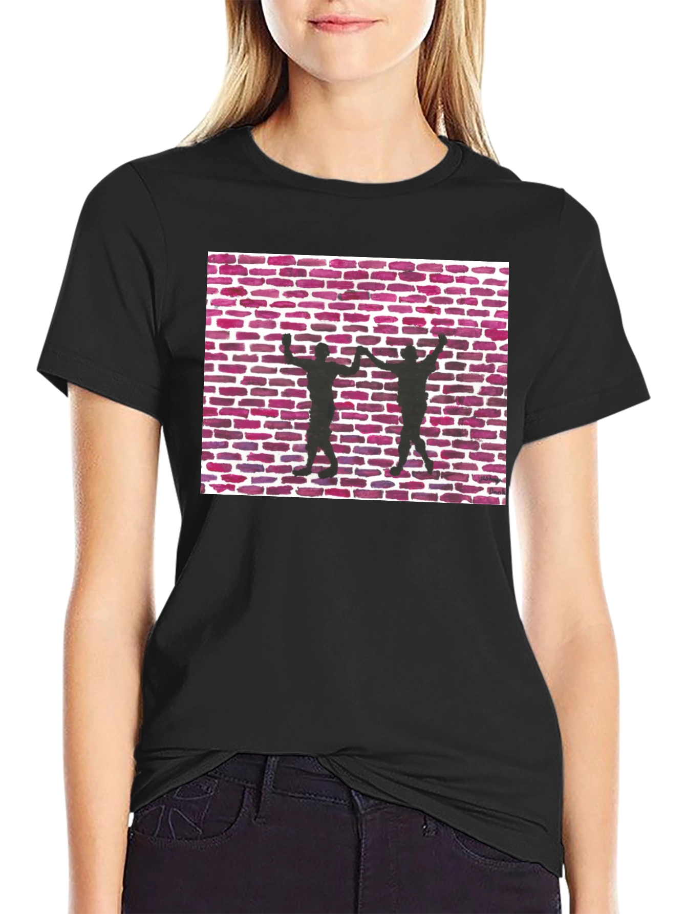 Brick Wall Dance Silhouette Graphic Tee - Black