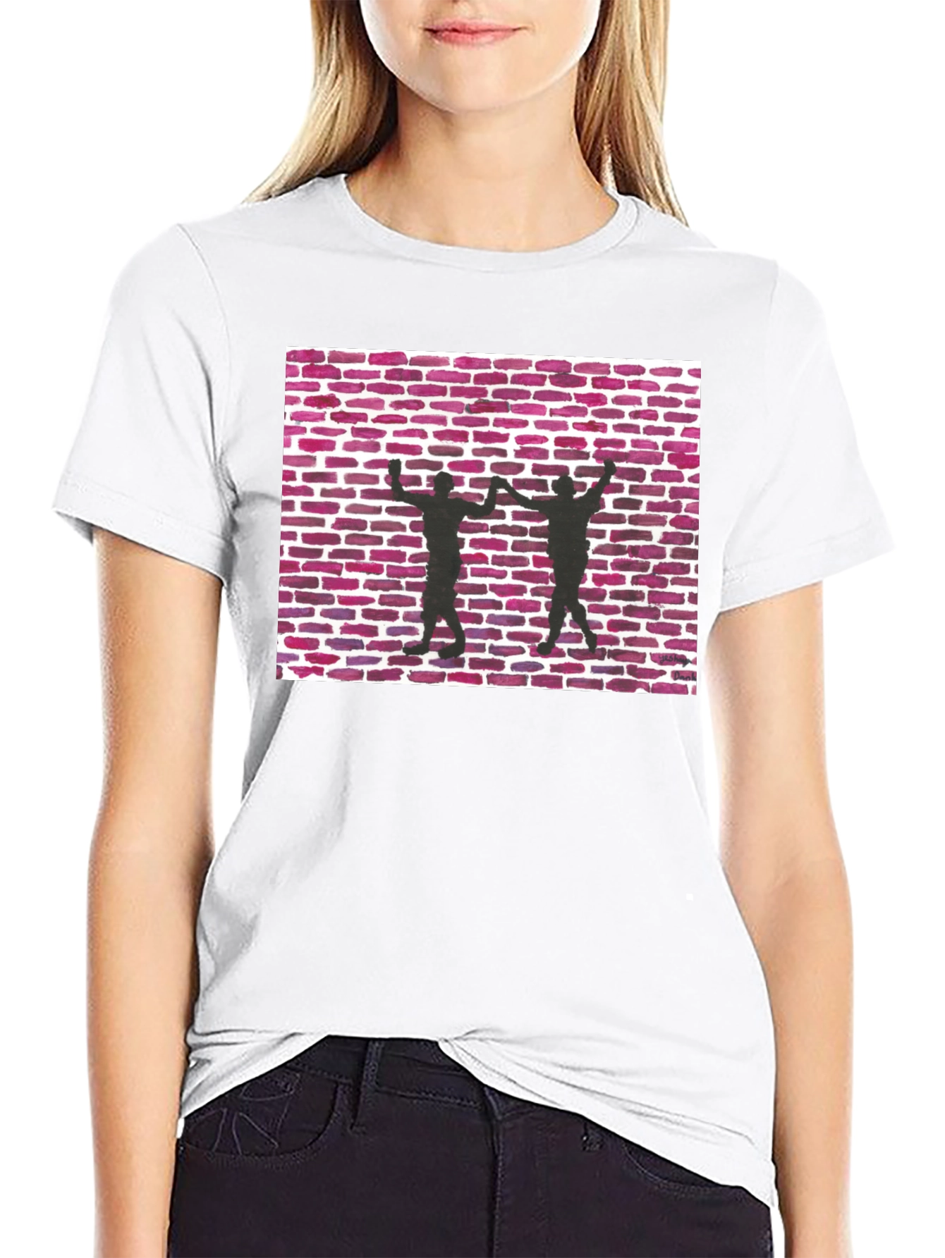 Brick Wall Dance Silhouette Graphic Tee - Black