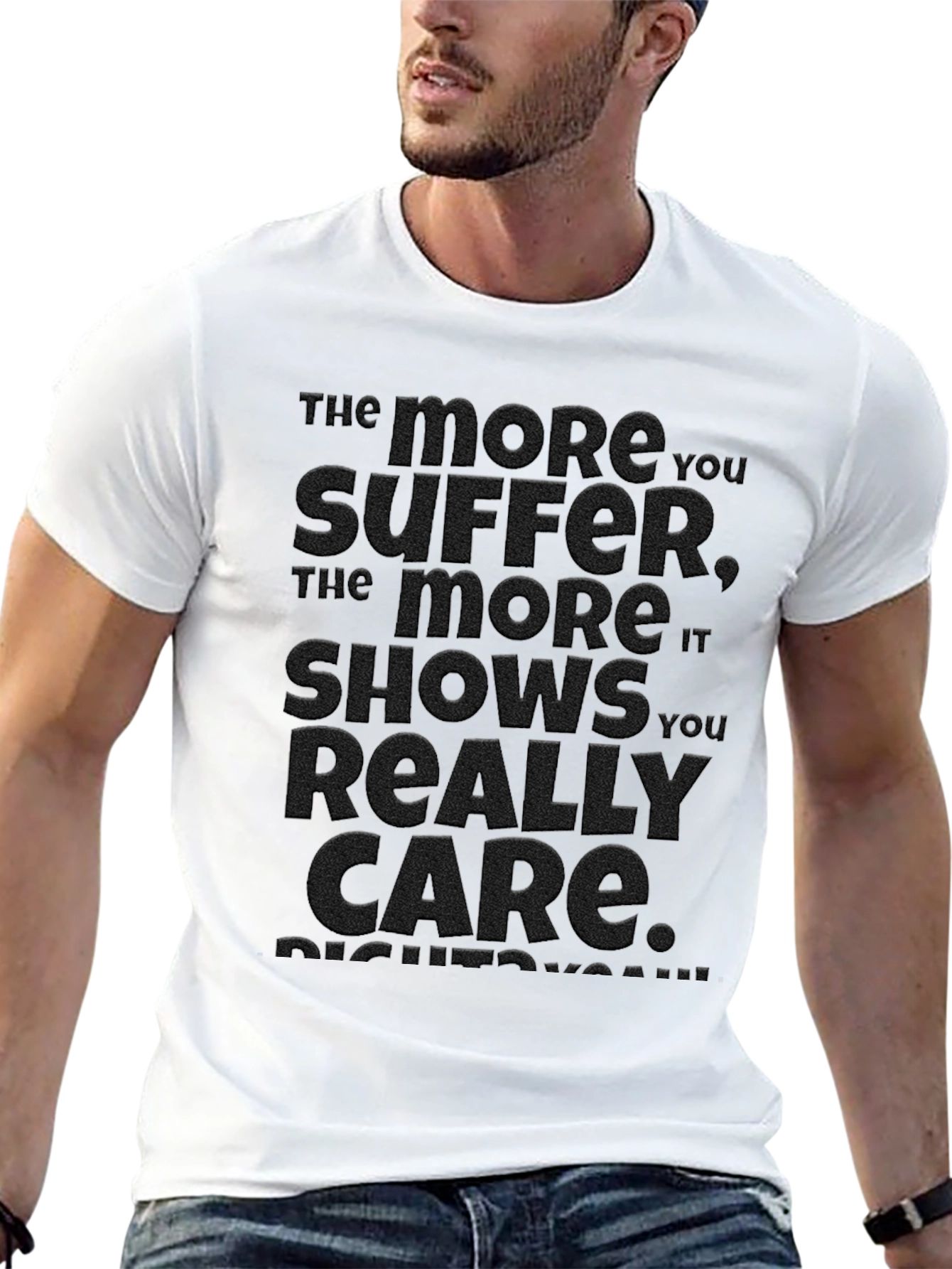 Embossed Suffer Care Graphic T-Shirt