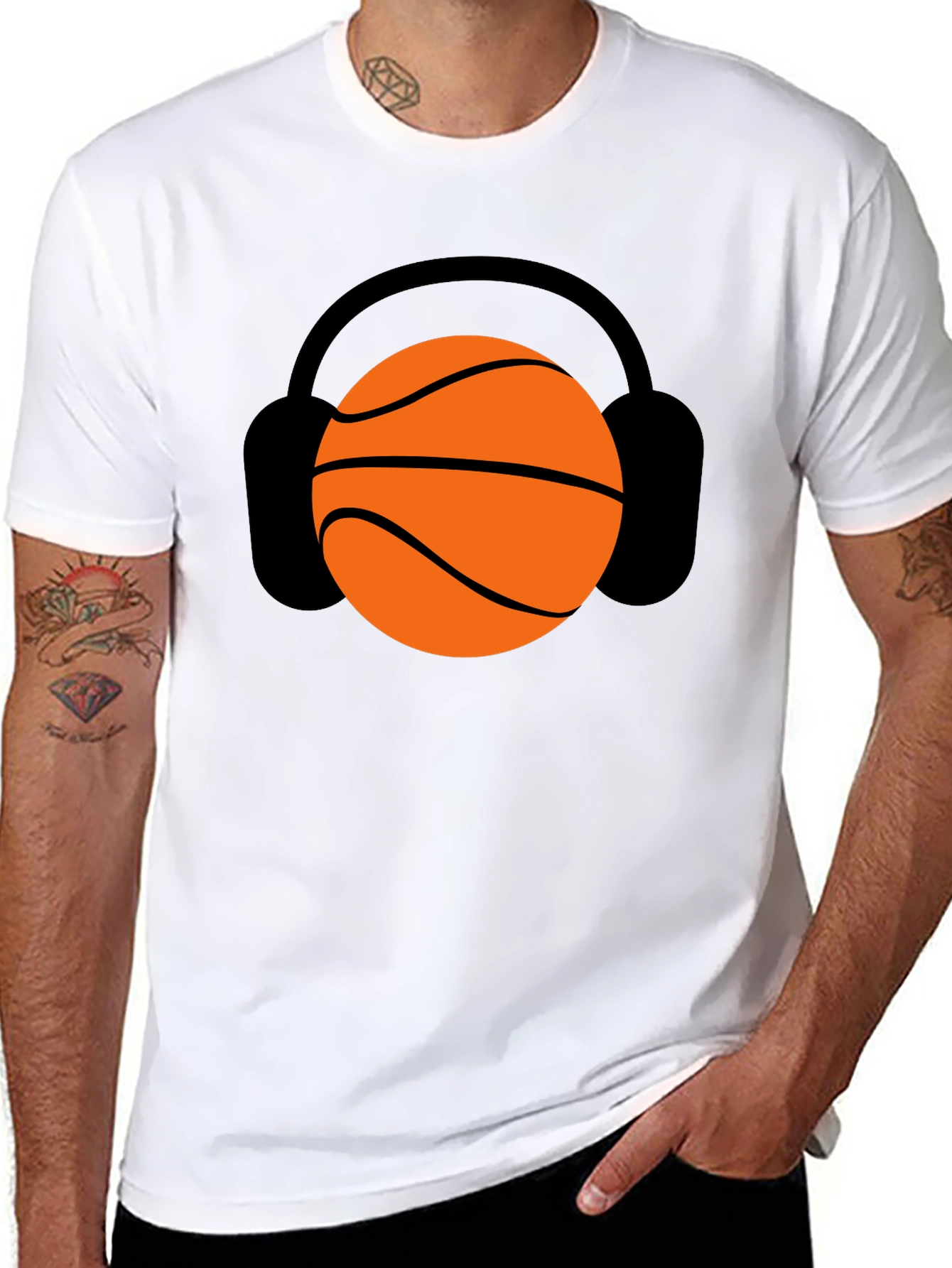 Basketball Headphones Graphic Tee - Stylish Unisex T-Shirt