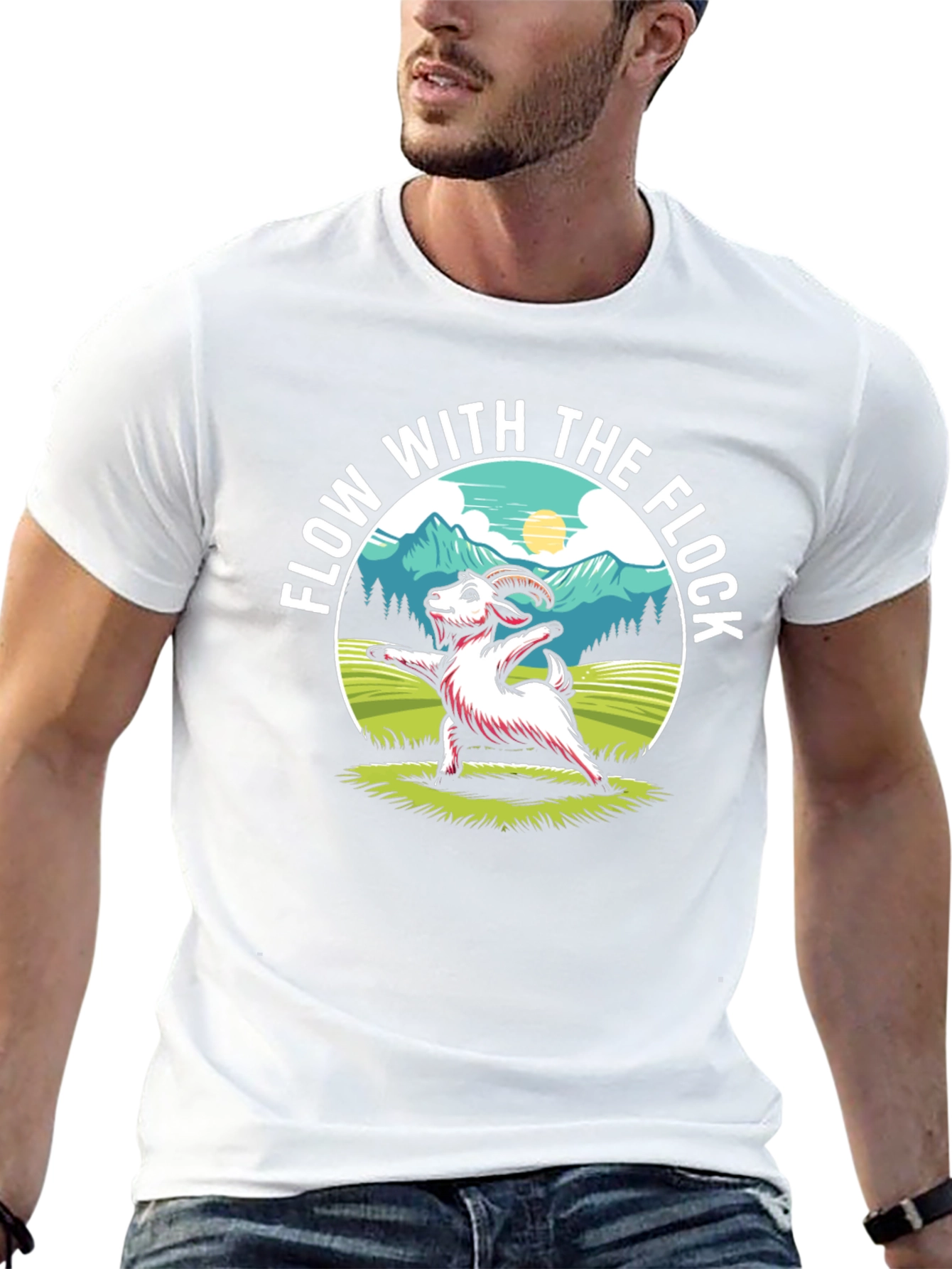 Flow With The Flock Yoga Goat T-Shirt