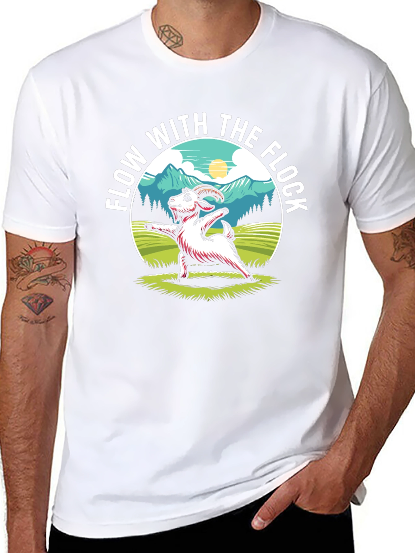 Flow With The Flock Yoga Goat T-Shirt