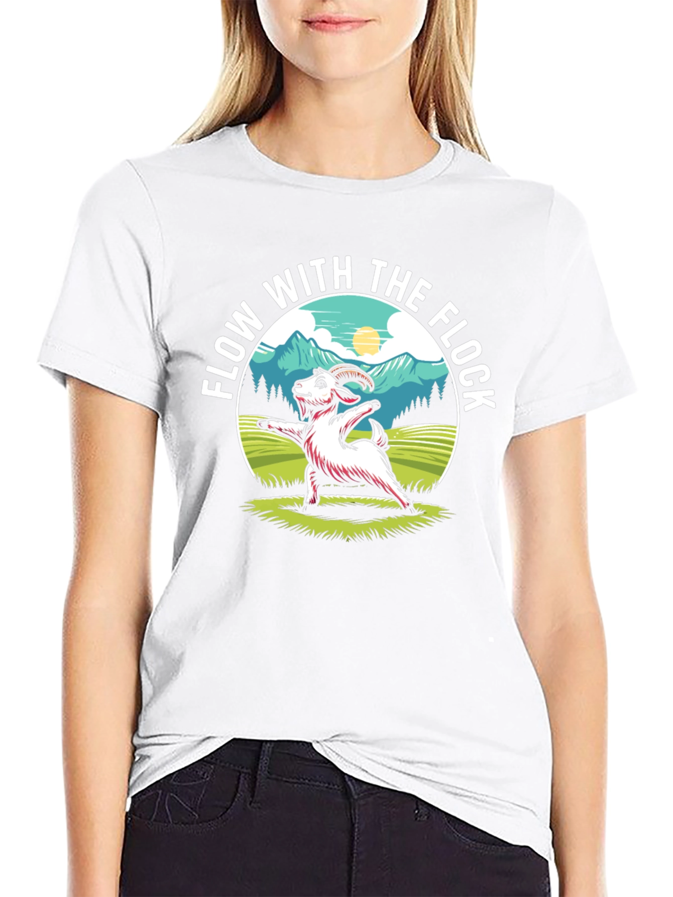 Flow With The Flock Yoga Goat T-Shirt