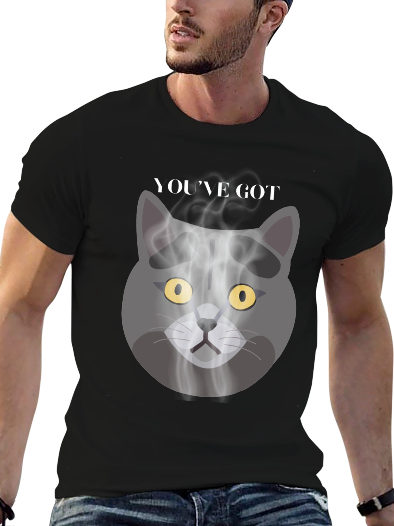 Smoky Cat Graphic Tee - Youve Got Mail Vibes