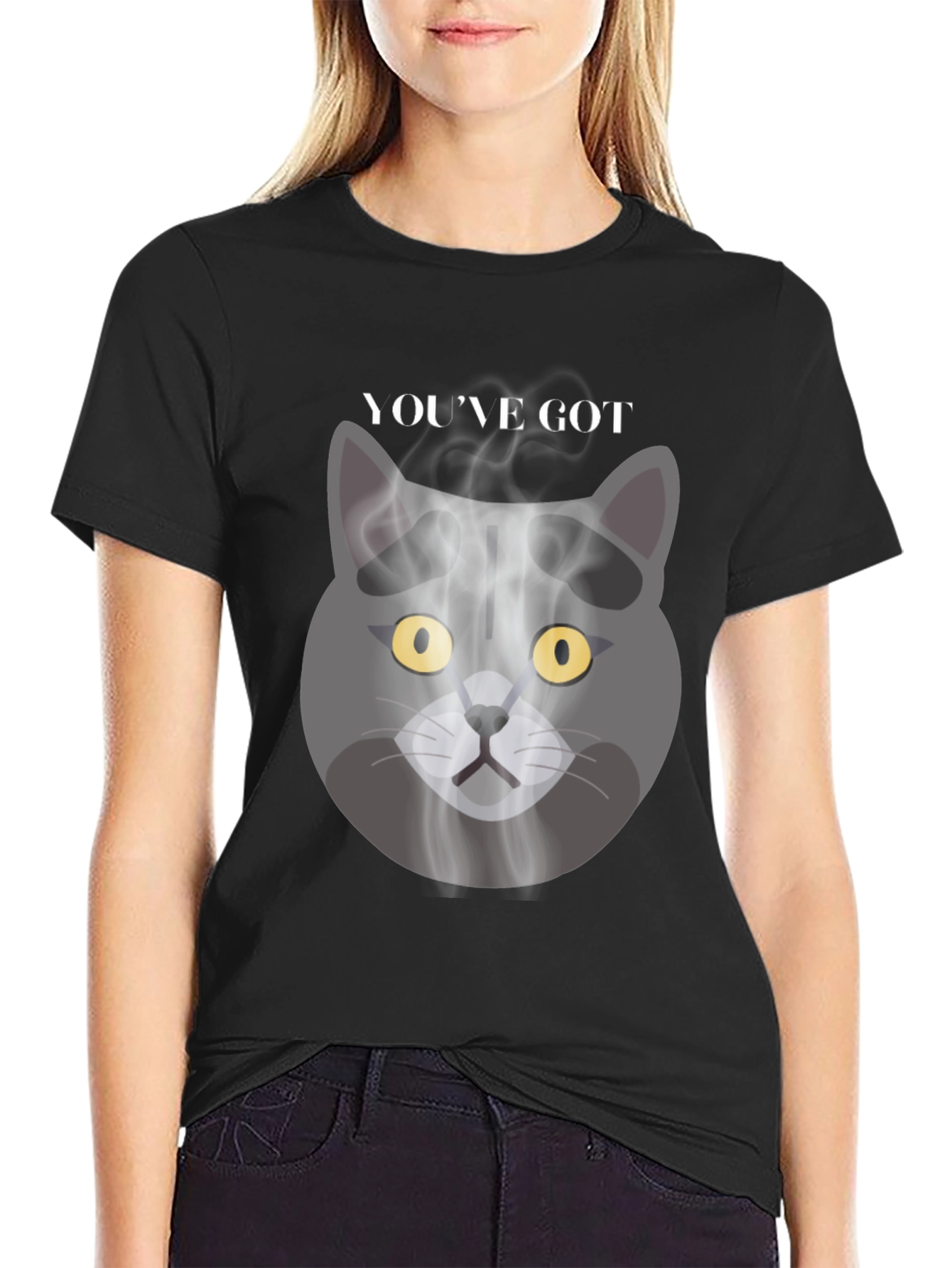 Smoky Cat Graphic Tee - Youve Got Mail Vibes