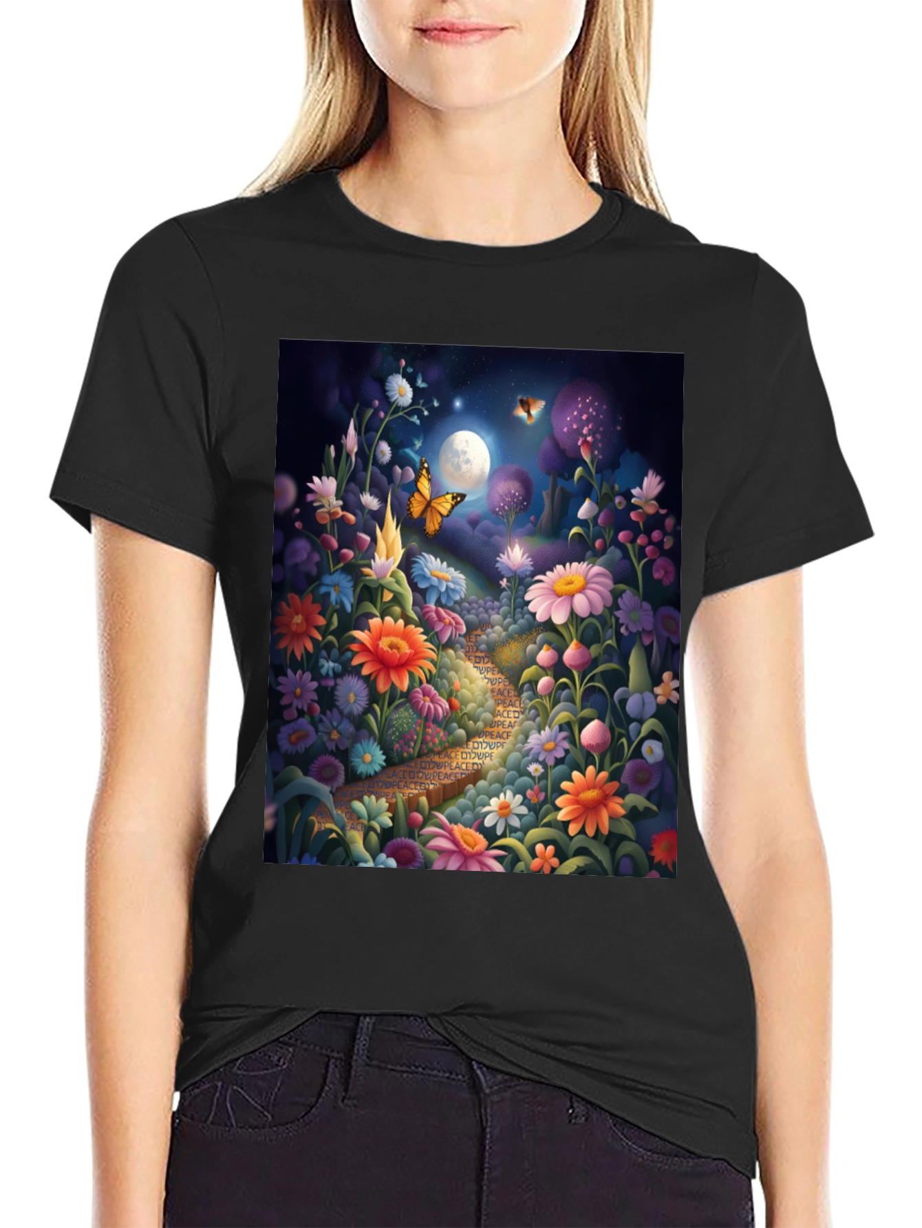 Floral Path Graphic Tee - Whimsical Design