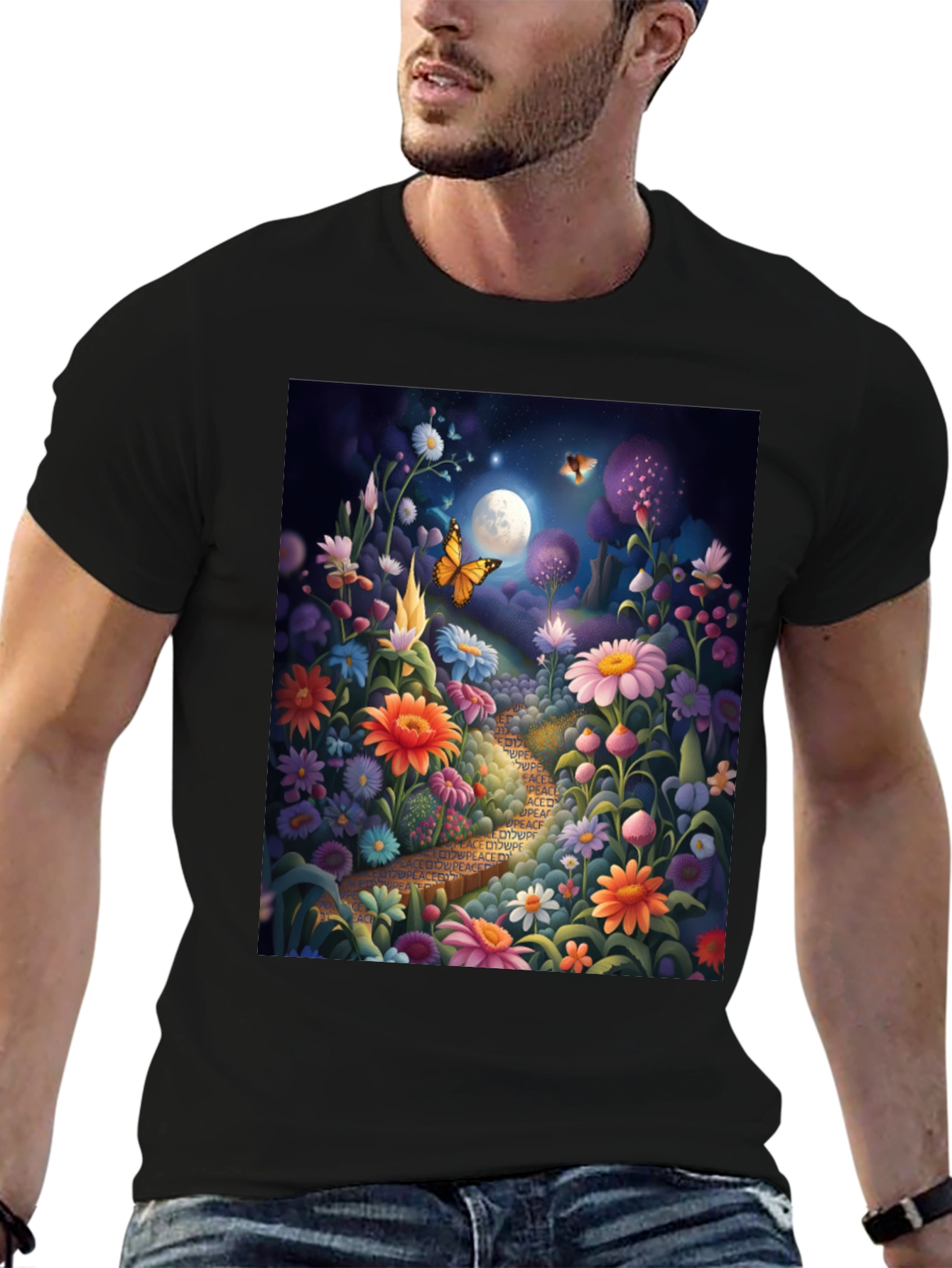 Floral Path Graphic Tee - Whimsical Design