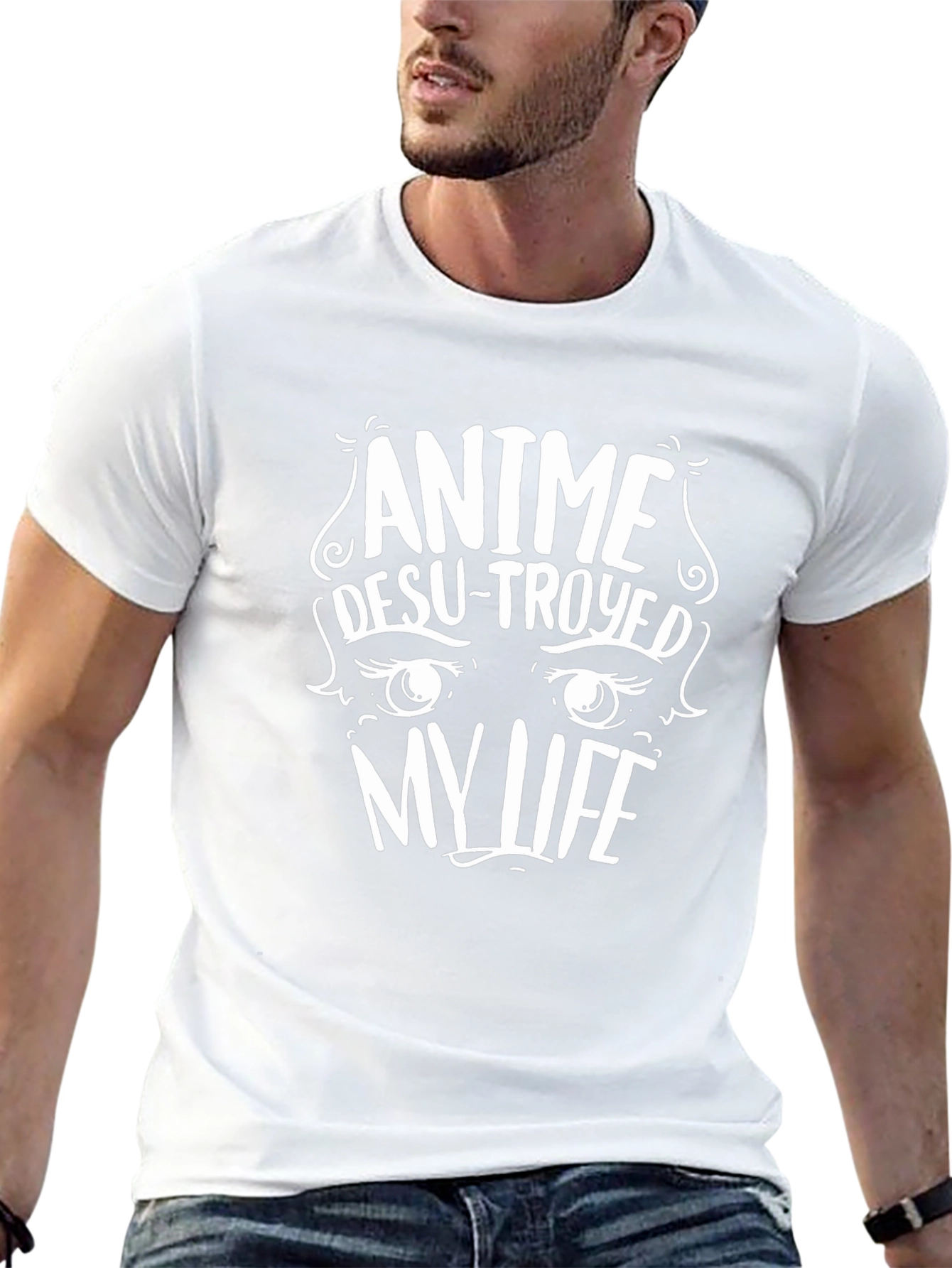 Anime Destroyed My Life Black Graphic Tee