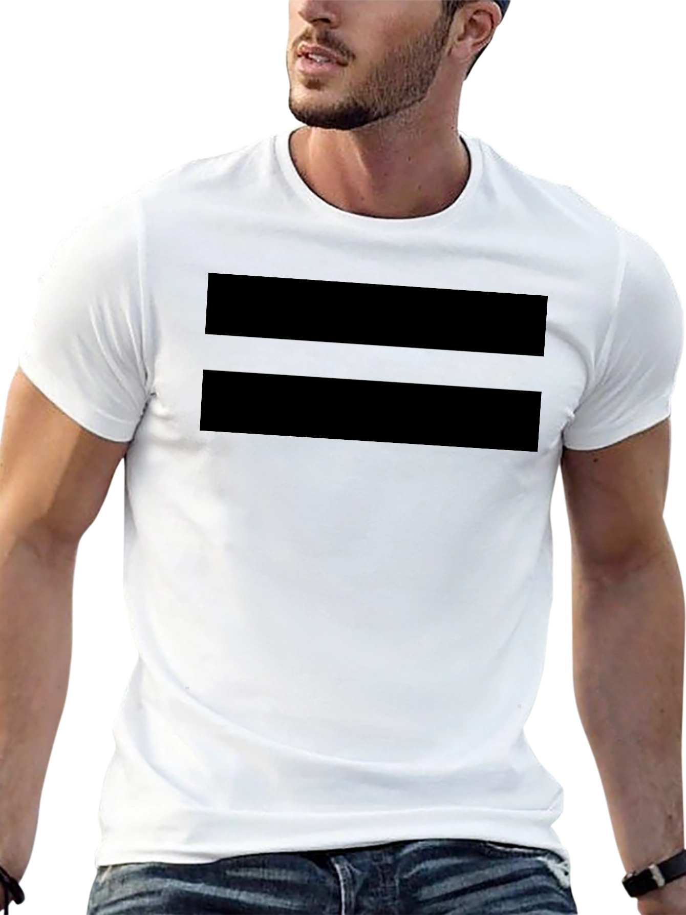 Minimalist Two-Stripe Black T-Shirt