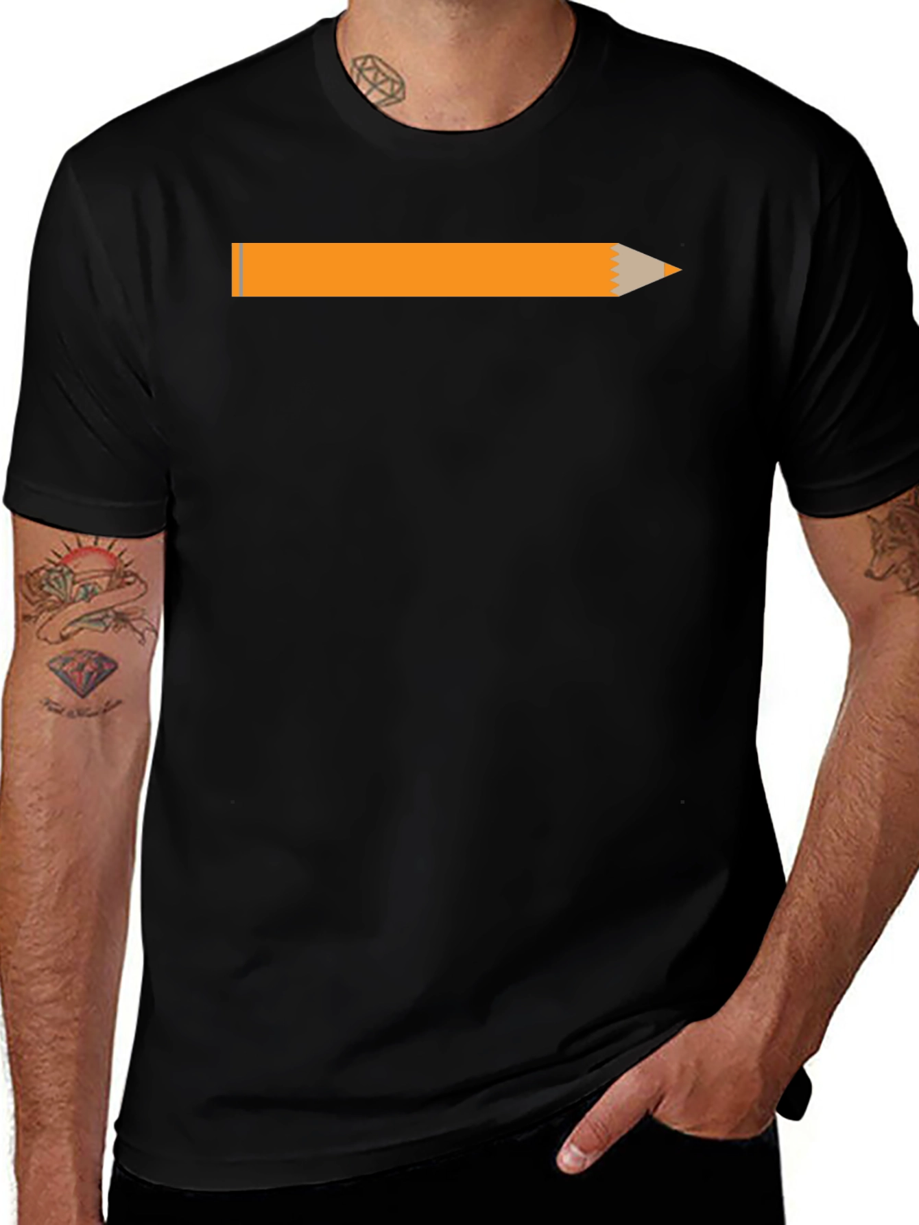 Pencil Graphic Black T-Shirt - Creative Style