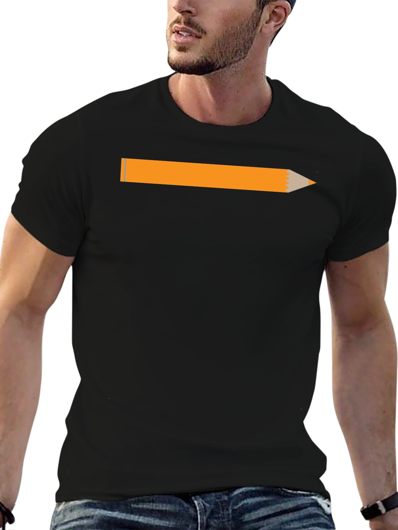 Pencil Graphic Black T-Shirt - Creative Style