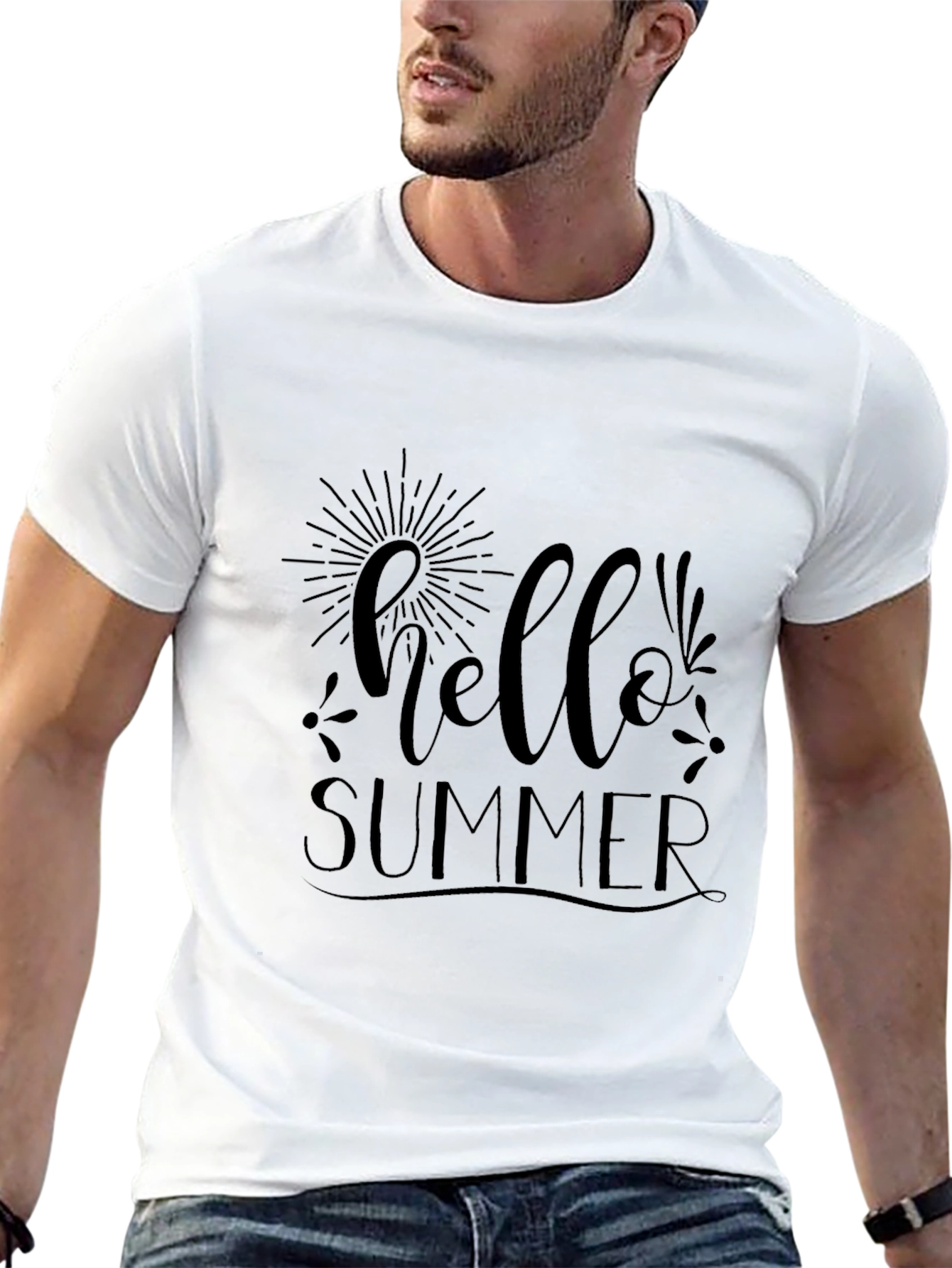 Hello Summer Graphic Tee - Black Cotton