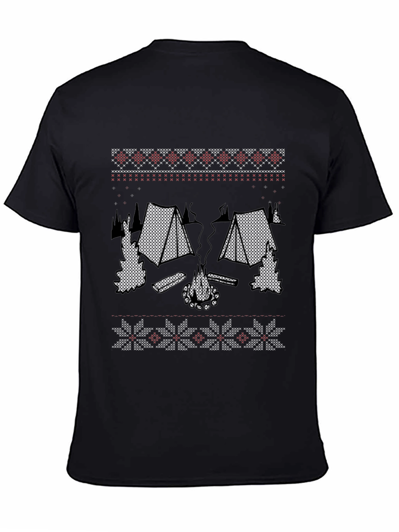 Camping Knit T-Shirt - Cozy Campfire Design