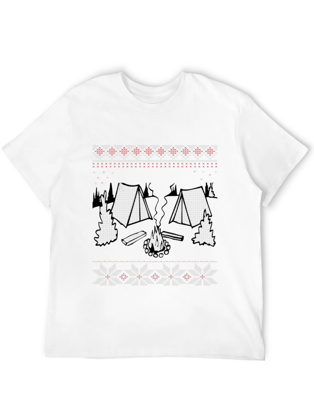 Camping Knit T-Shirt - Cozy Campfire Design