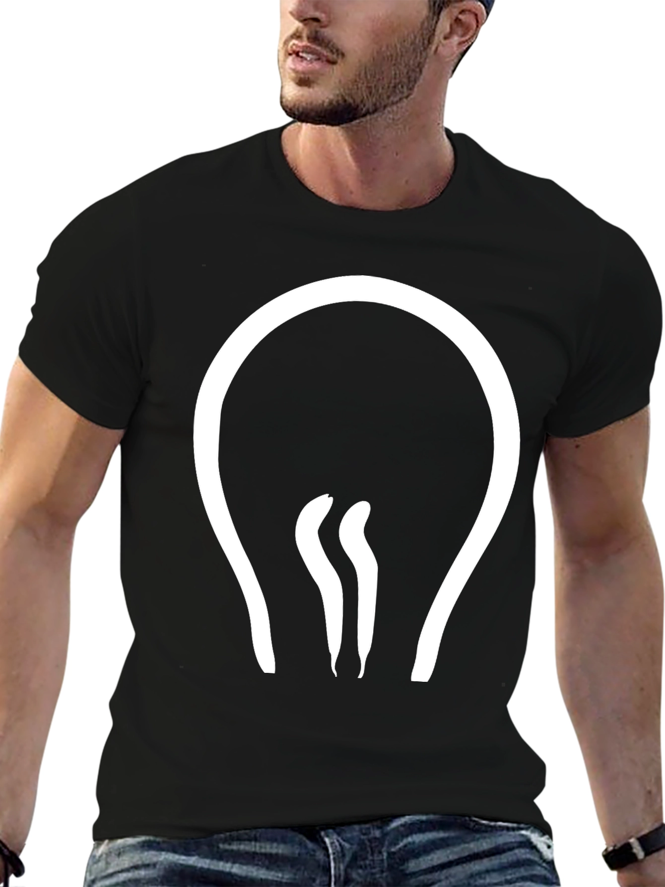 Modern Light Bulb Graphic Tee - Black