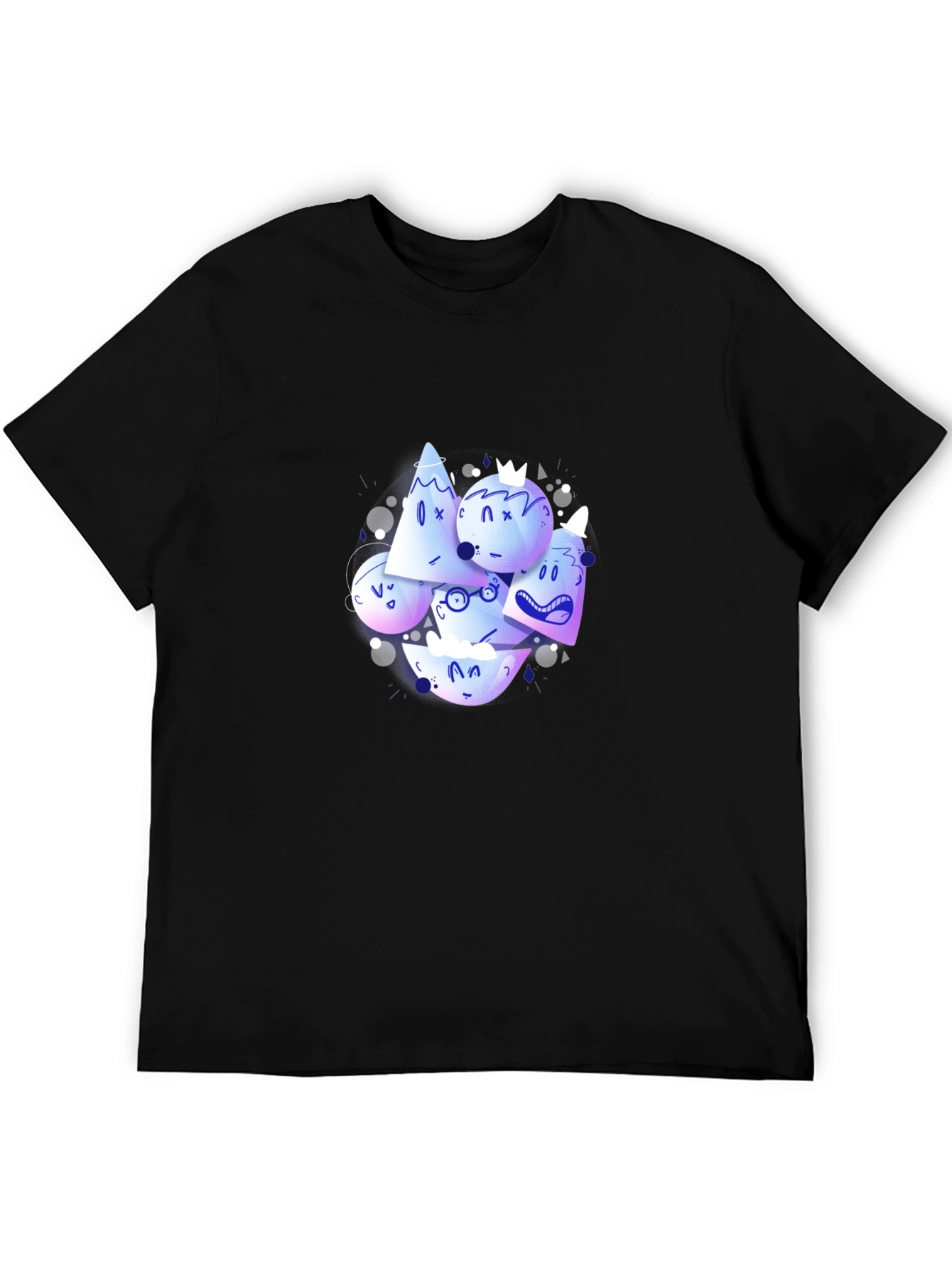 Abstract Character Print Black Crew Neck T-Shirt