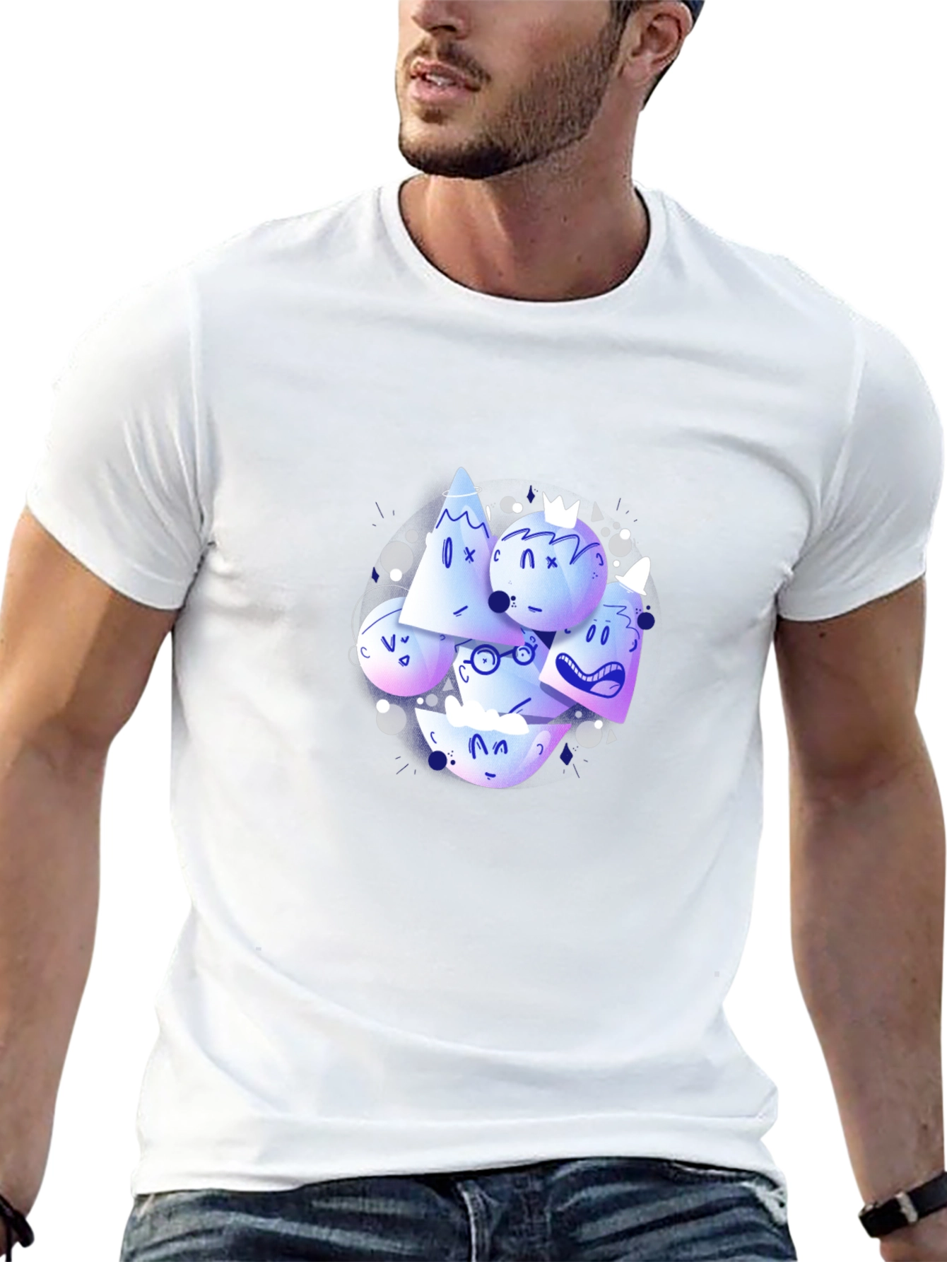 Abstract Character Print Black Crew Neck T-Shirt