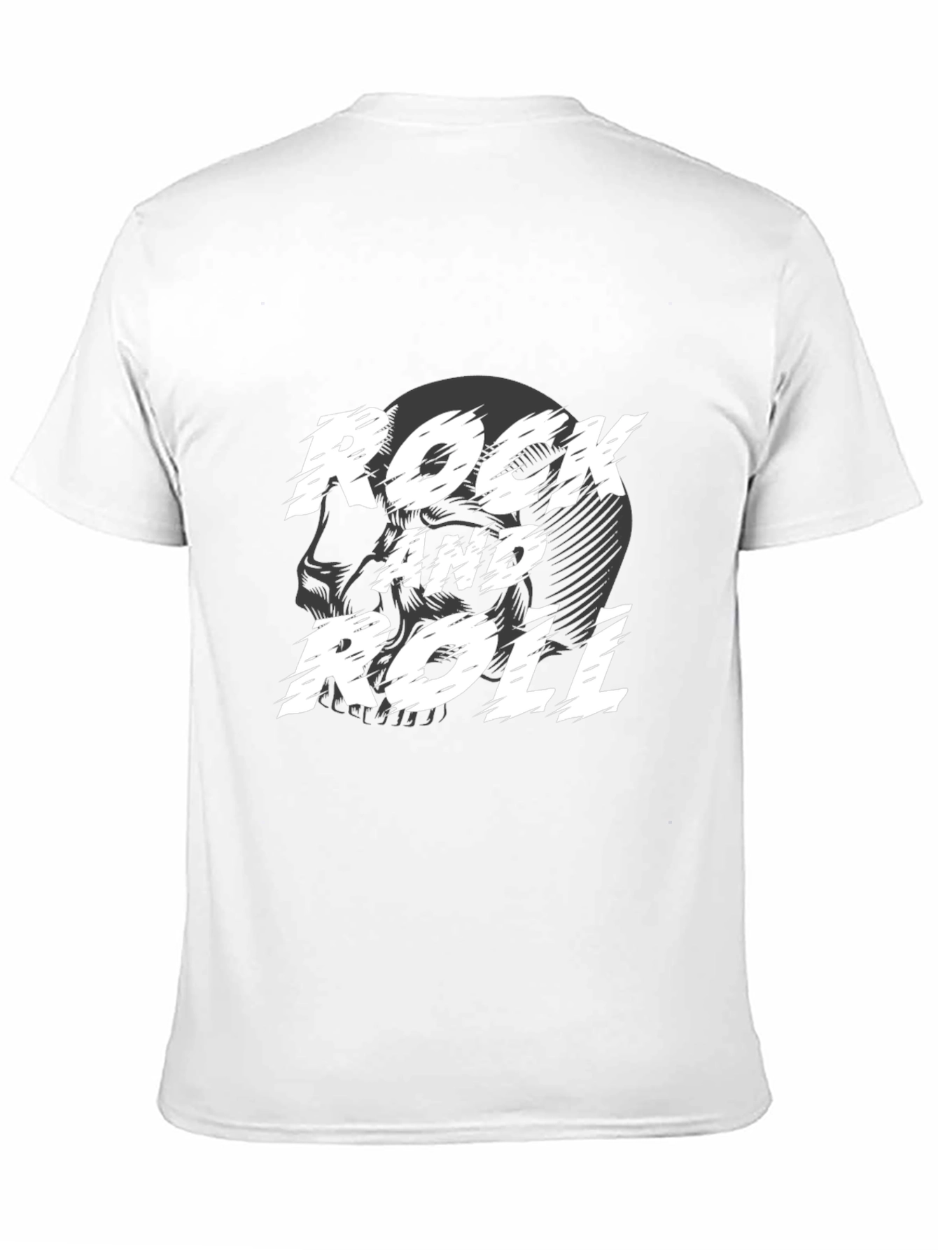 Rock and Roll Skull Graphic Black T-Shirt