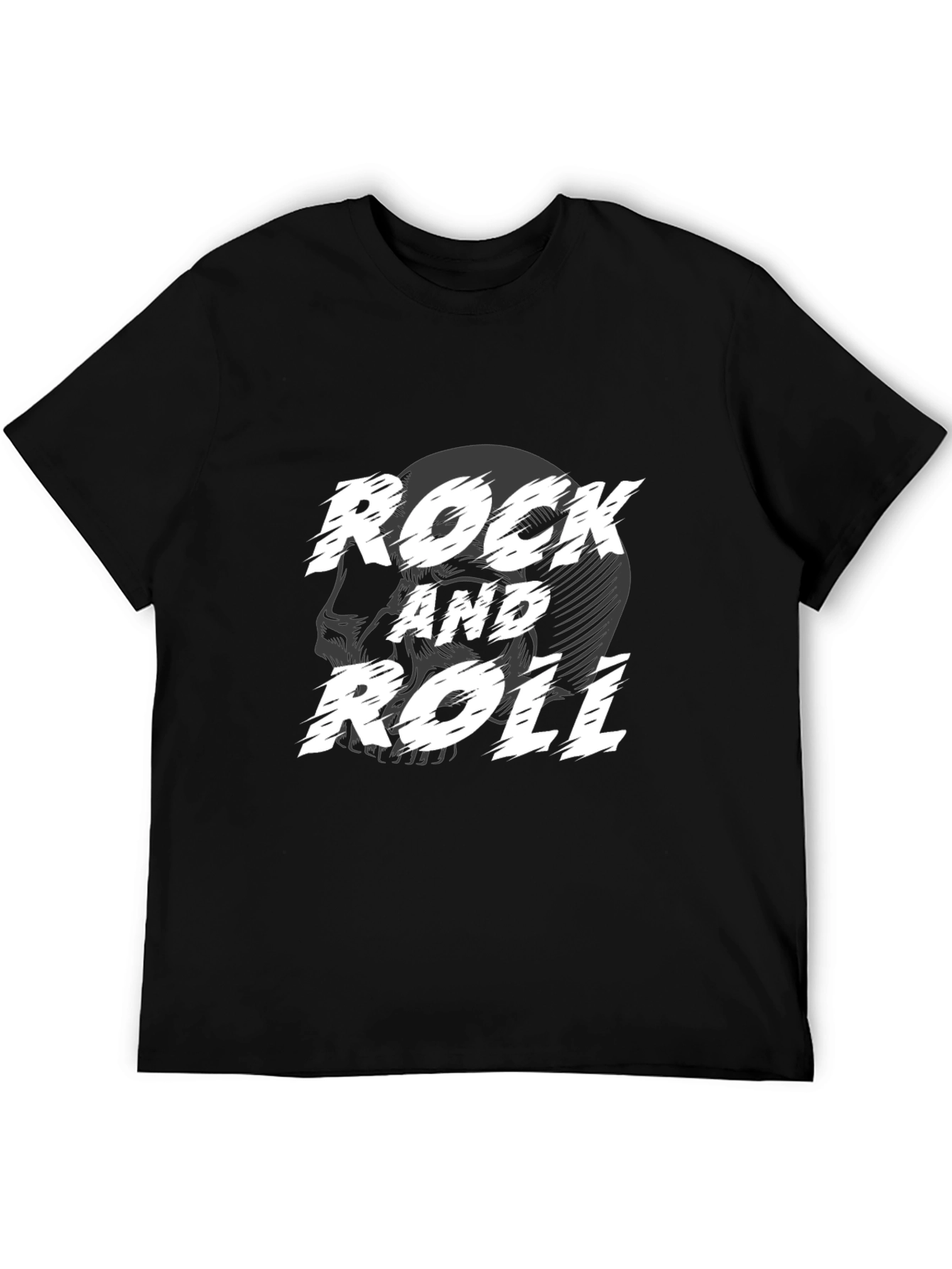 Rock and Roll Skull Graphic Black T-Shirt