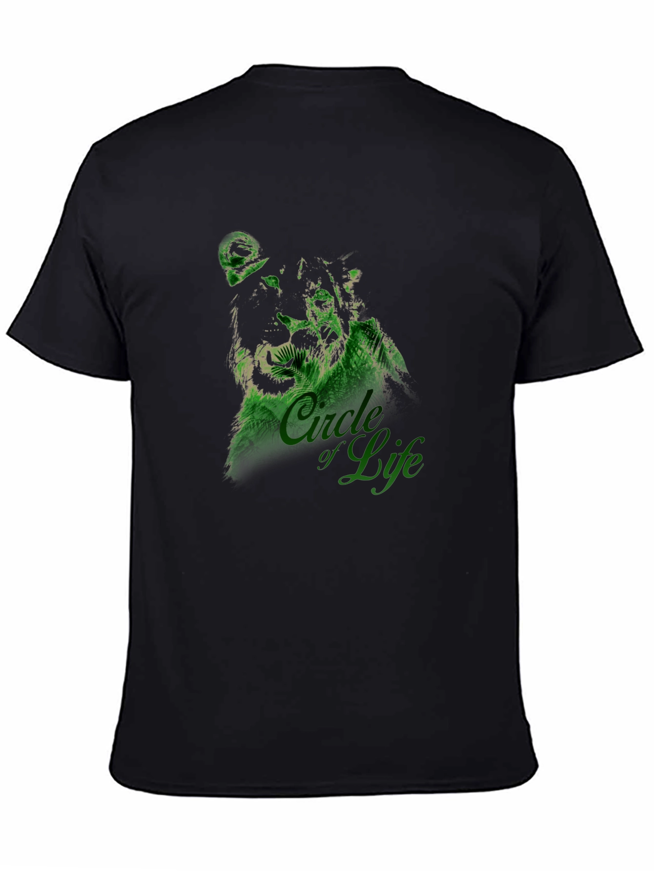 Lion Head Graphic Tee - Black Crew Neck