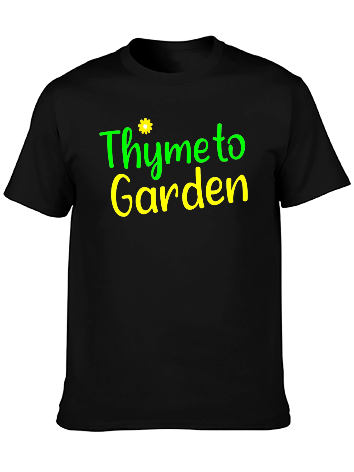 Thyme to Garden Black Graphic T-Shirt
