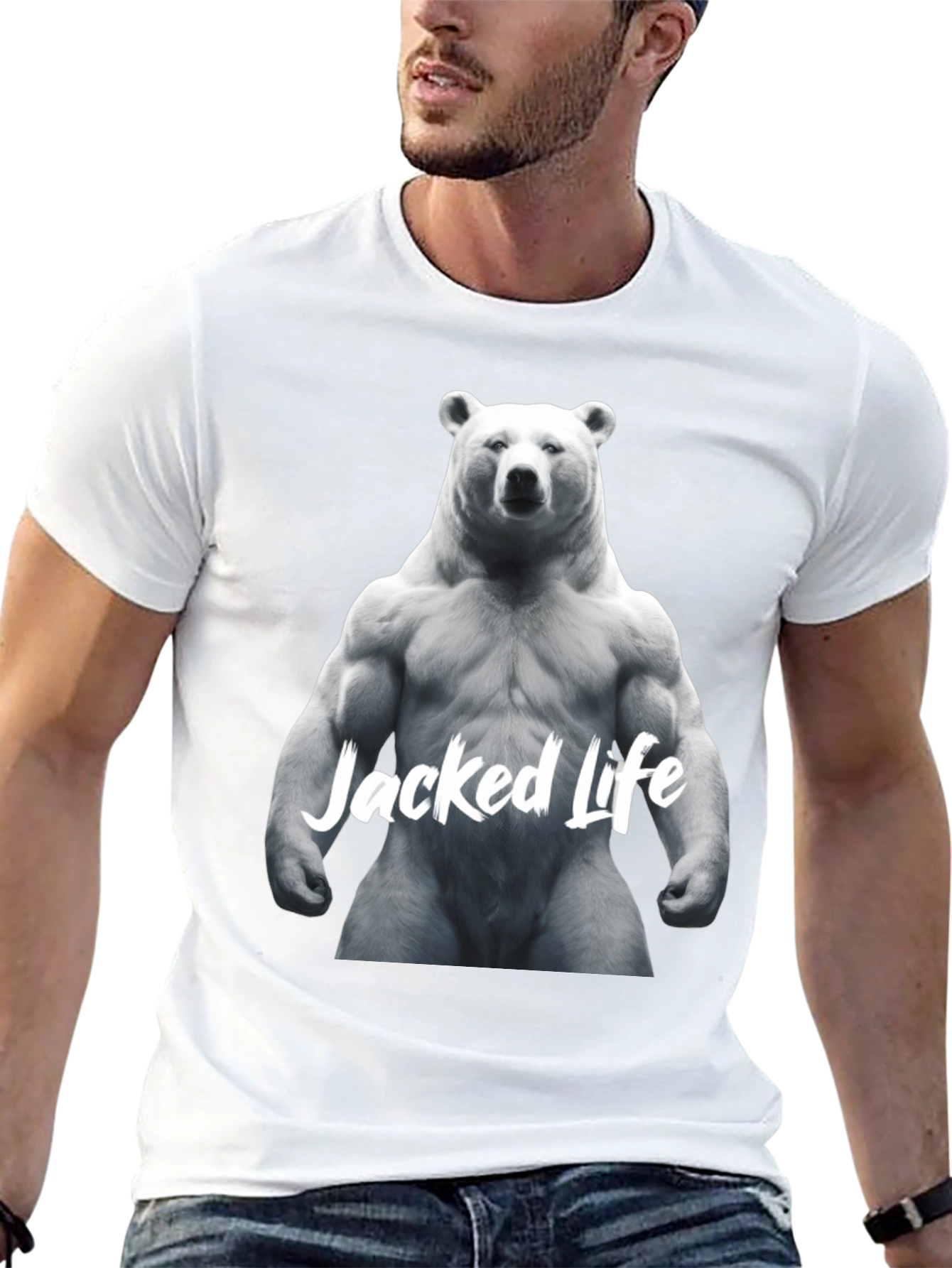 Jacked Life Bear Graphic Tee - Muscle Fit