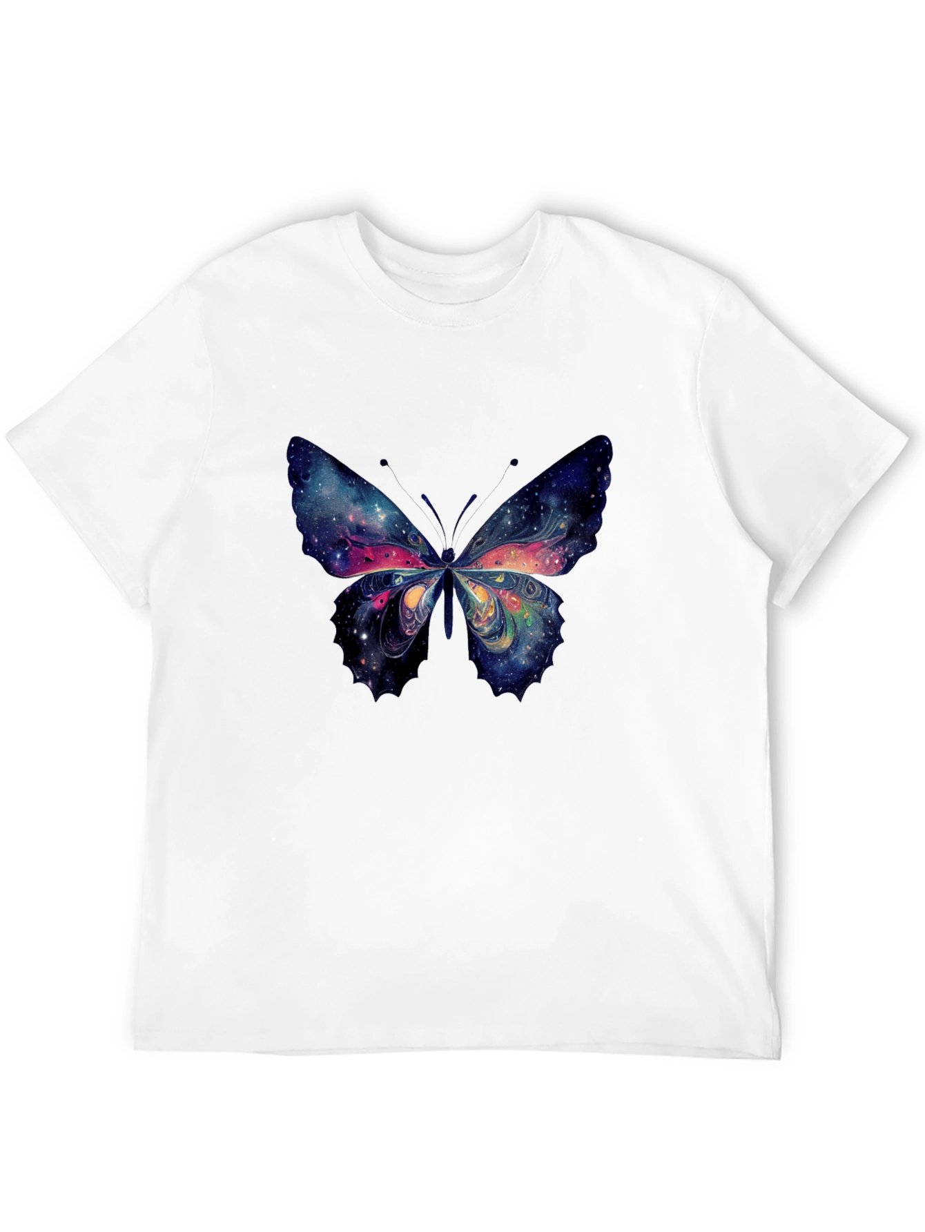 Galaxy Butterfly Graphic Tee - Black Cotton T-Shirt