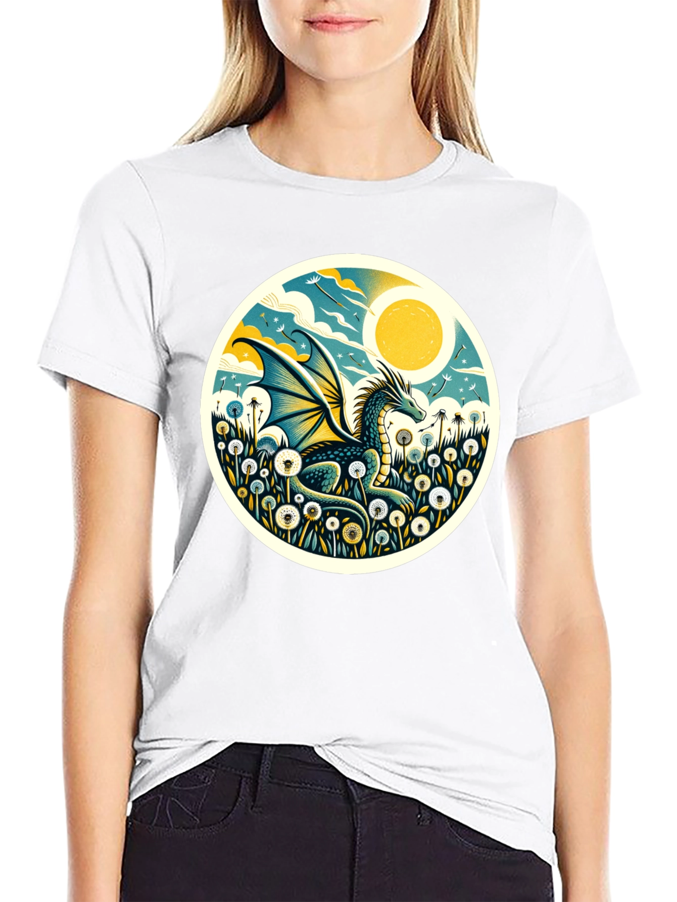 Dragon Meadow Graphic Tee - Black Cotton Blend