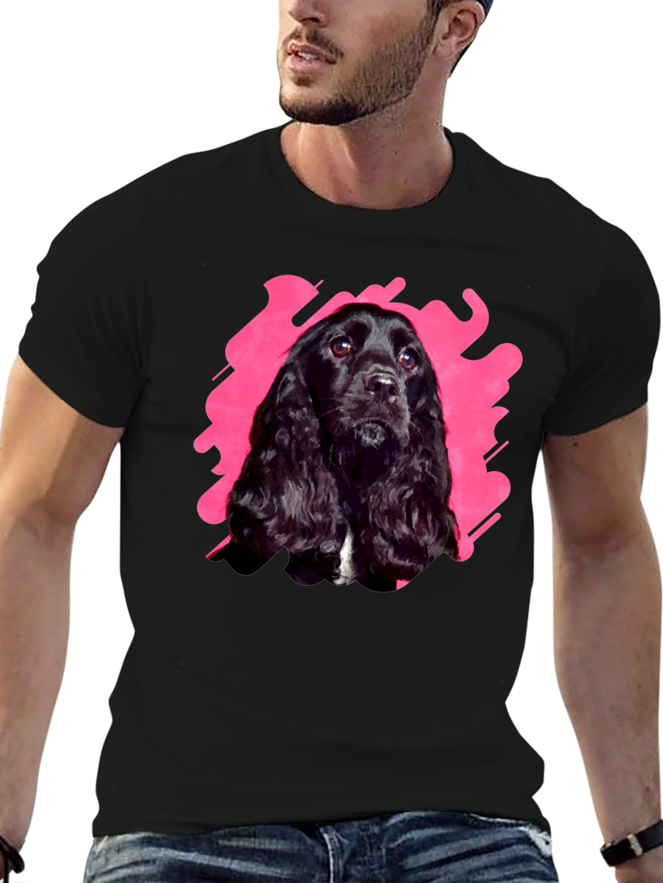 Black Dog Graphic Tee | Casual Cotton T-Shirt