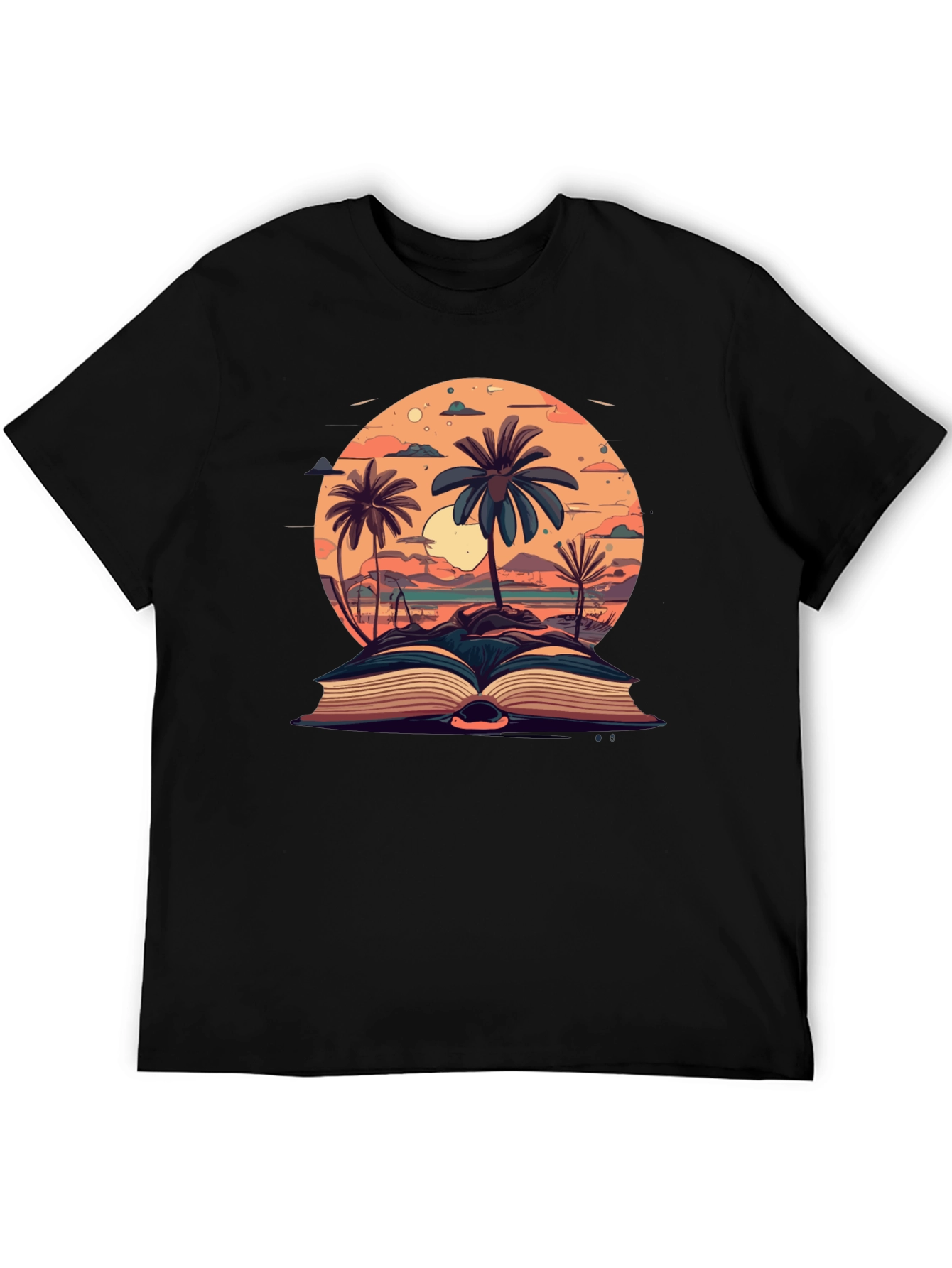 Tropical Beach Book Black T-Shirt