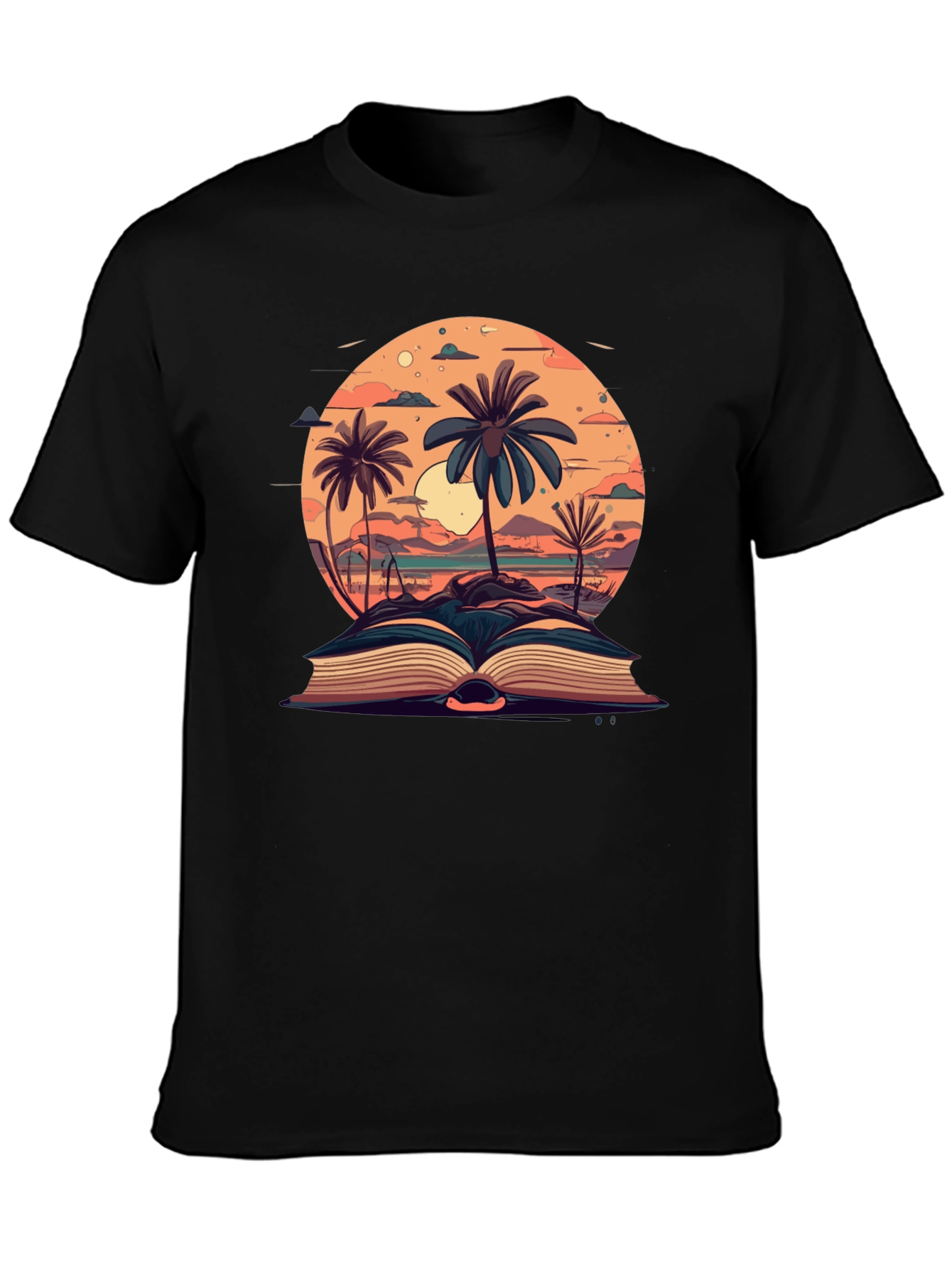 Tropical Beach Book Black T-Shirt